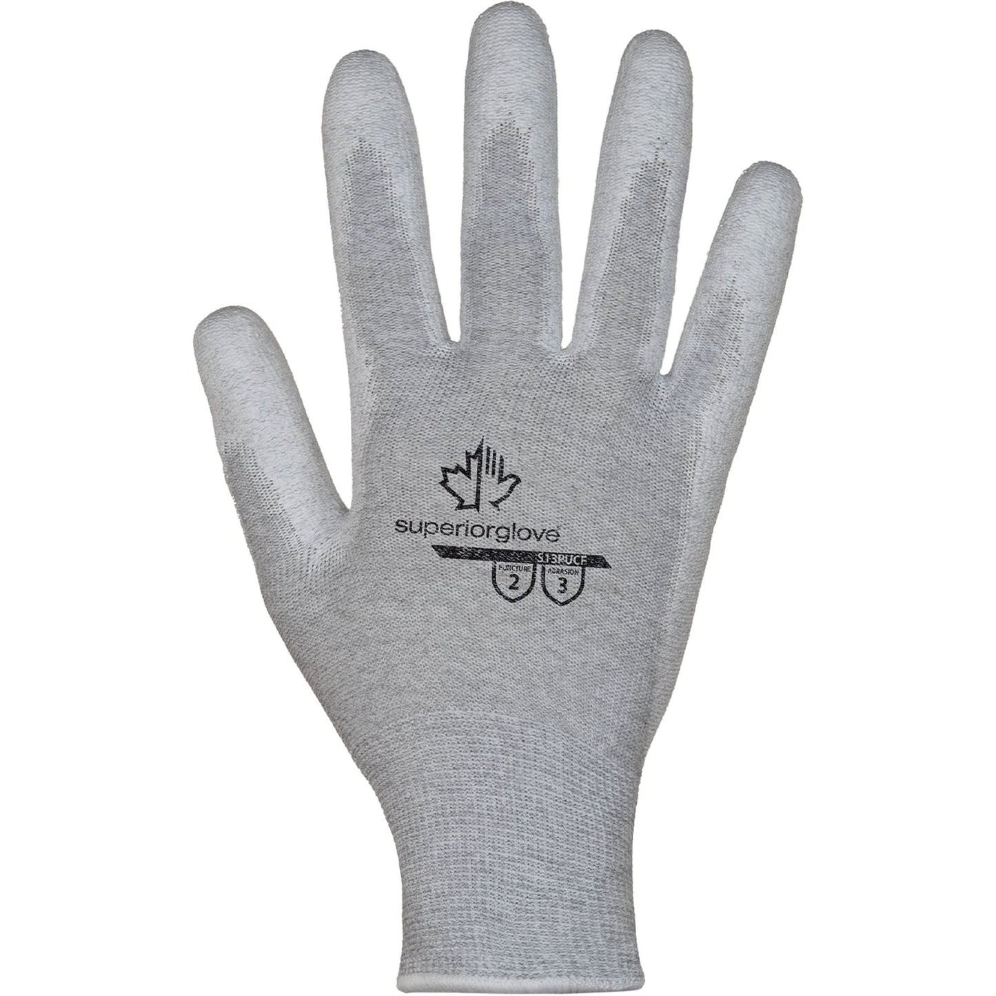 KnitActiv™ Electrostatic Dissipative Low-Linting White Gloves, 8, Polyurethane Coating, 13 Gauge, Nylon/Cotton Shell