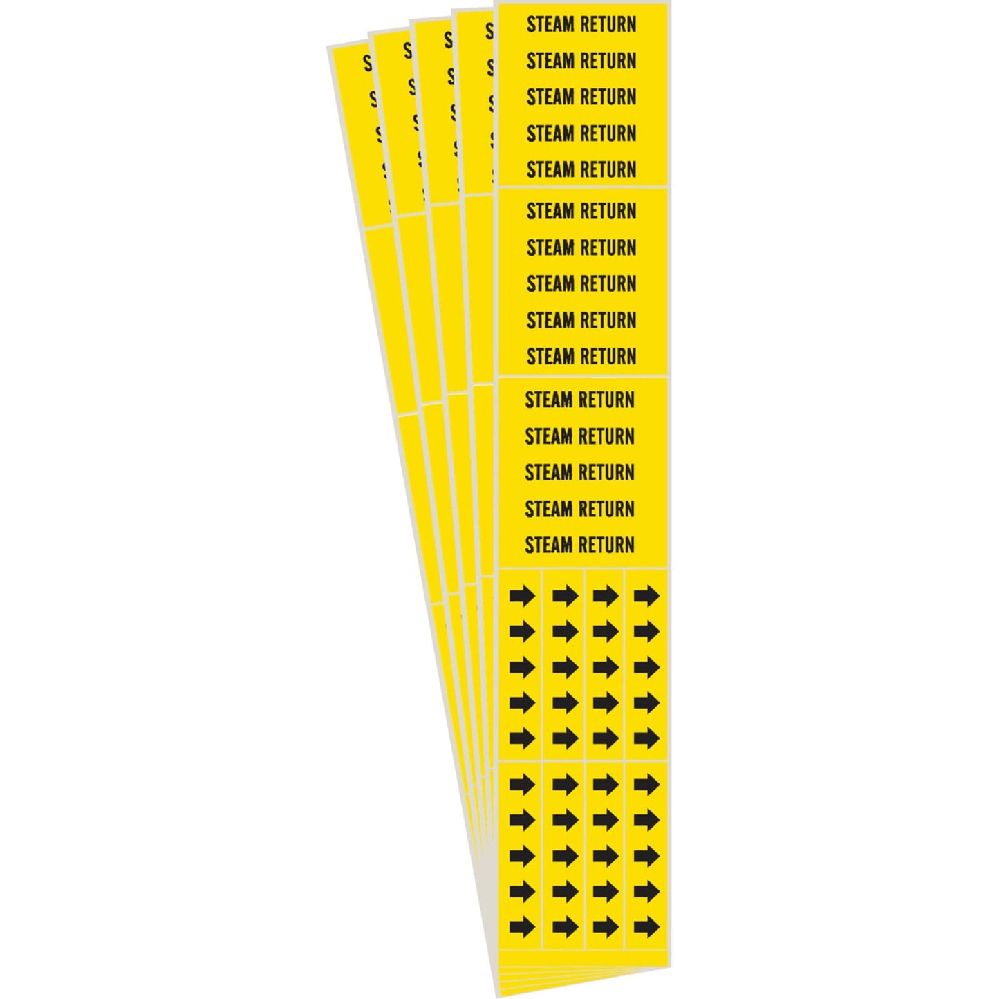 "Steam Return" Pipe Markers, Self-Adhesive, 2-1/4" H x 2-3/4" W, Black on Yellow