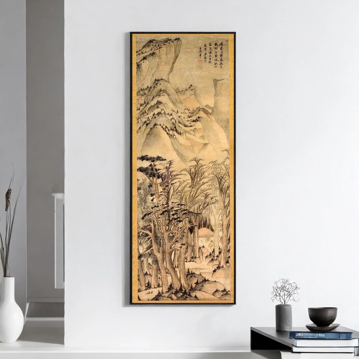 Impression Giclée Forêts d'Automne : Œuvre sépia chinoise de Wang Jianzhang