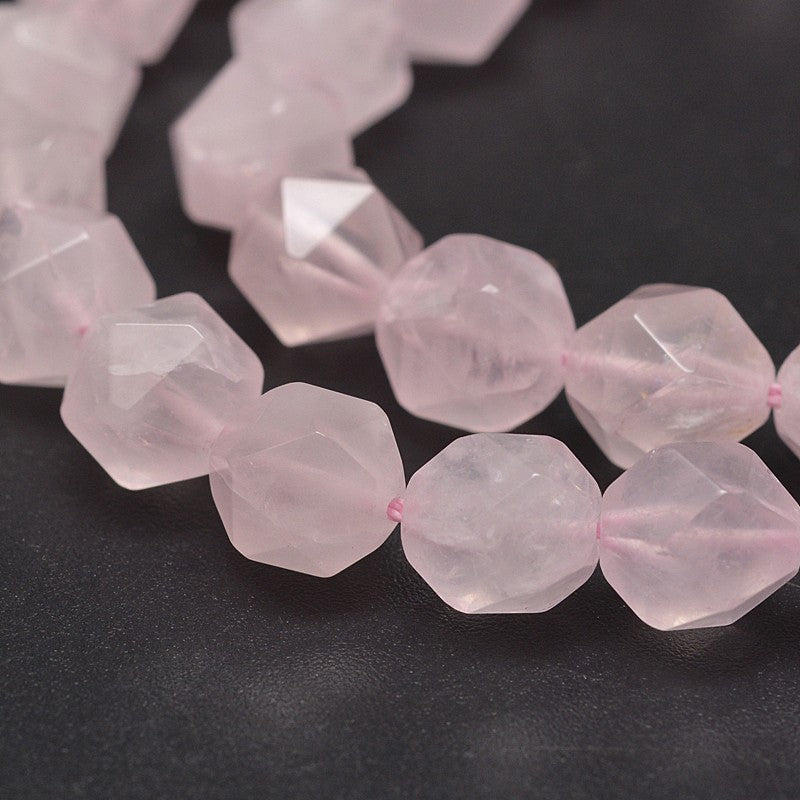 Rose Quartz Star Cut Gemstone Bead