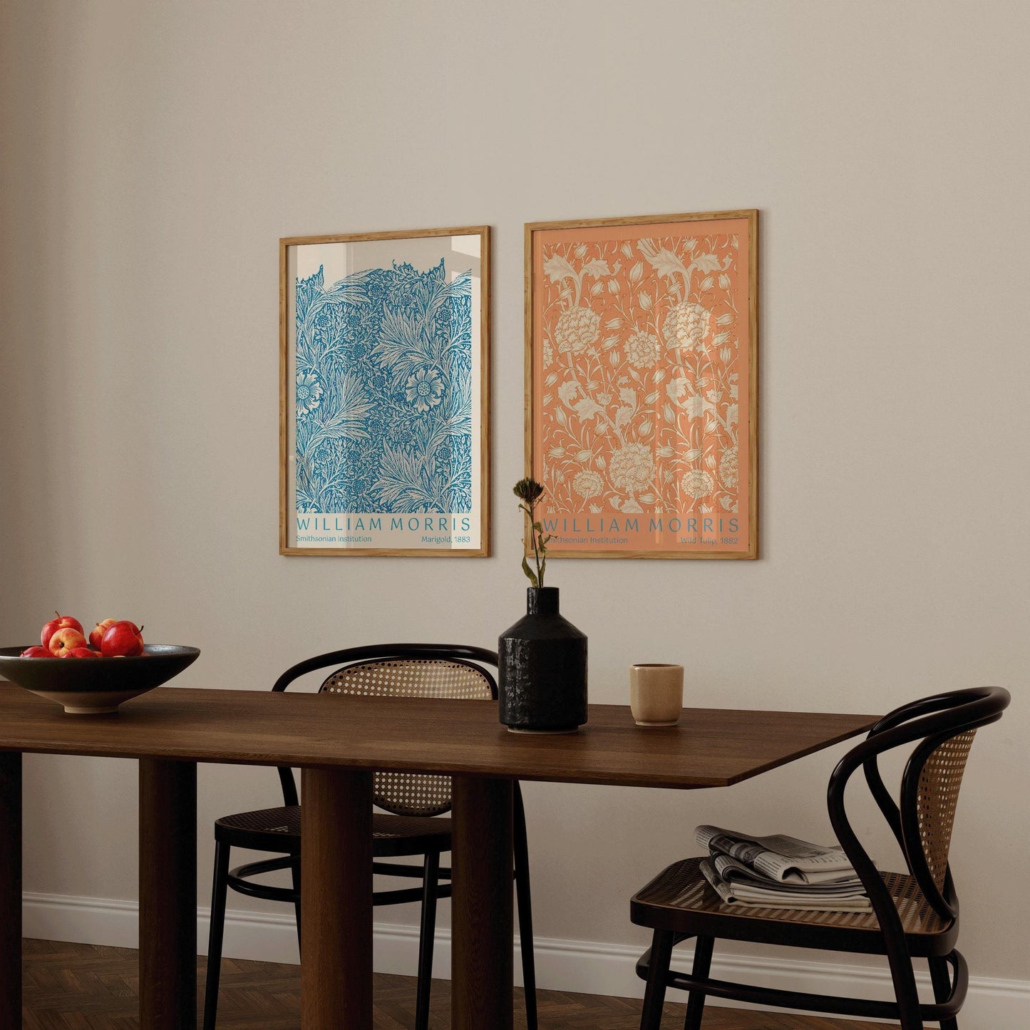 William Morris Botanical Print Set: Wild Tulip & Marigold, Vintage Art