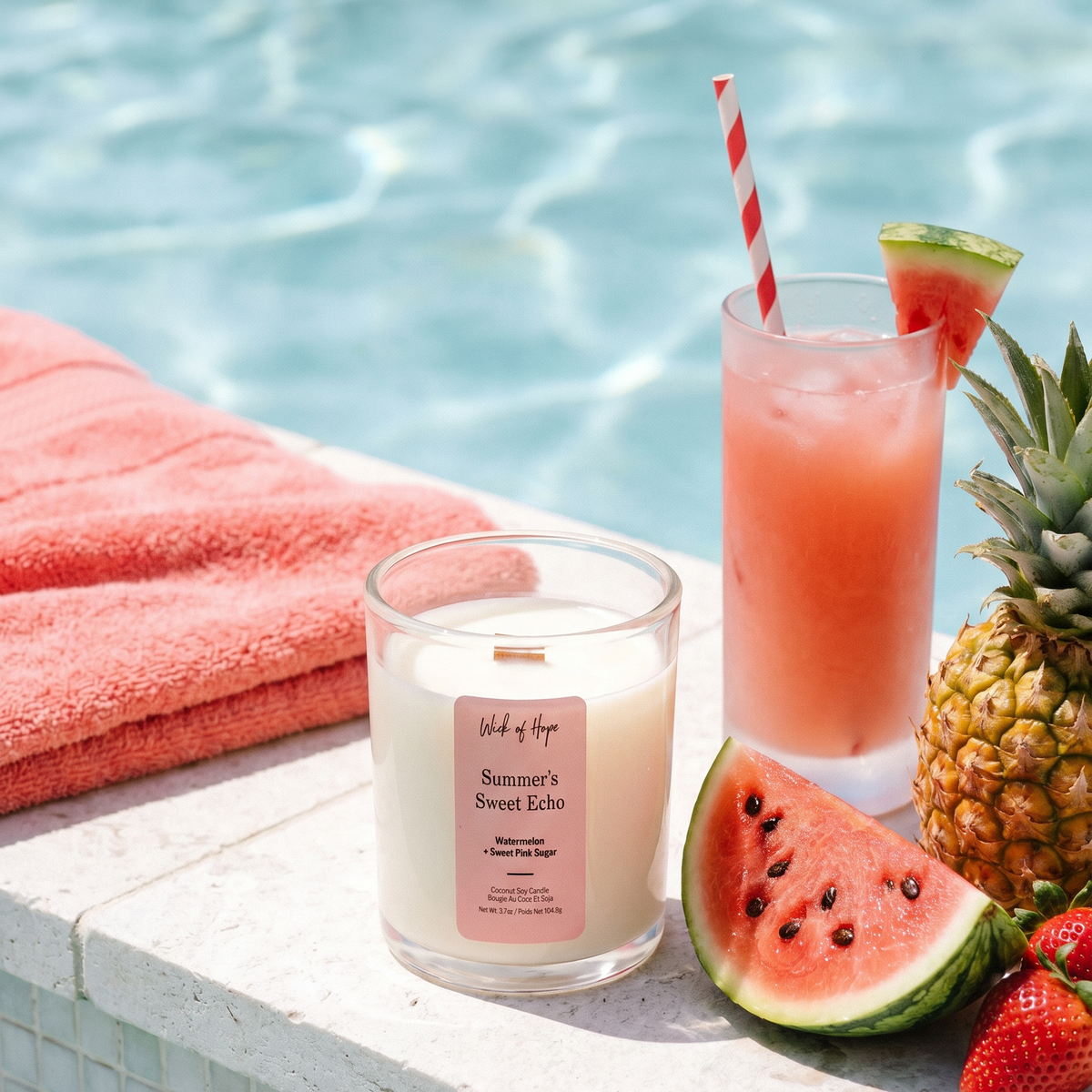 Bougie Doux Écho de l'Été | Pastèque + Sucre Rose Sucré
