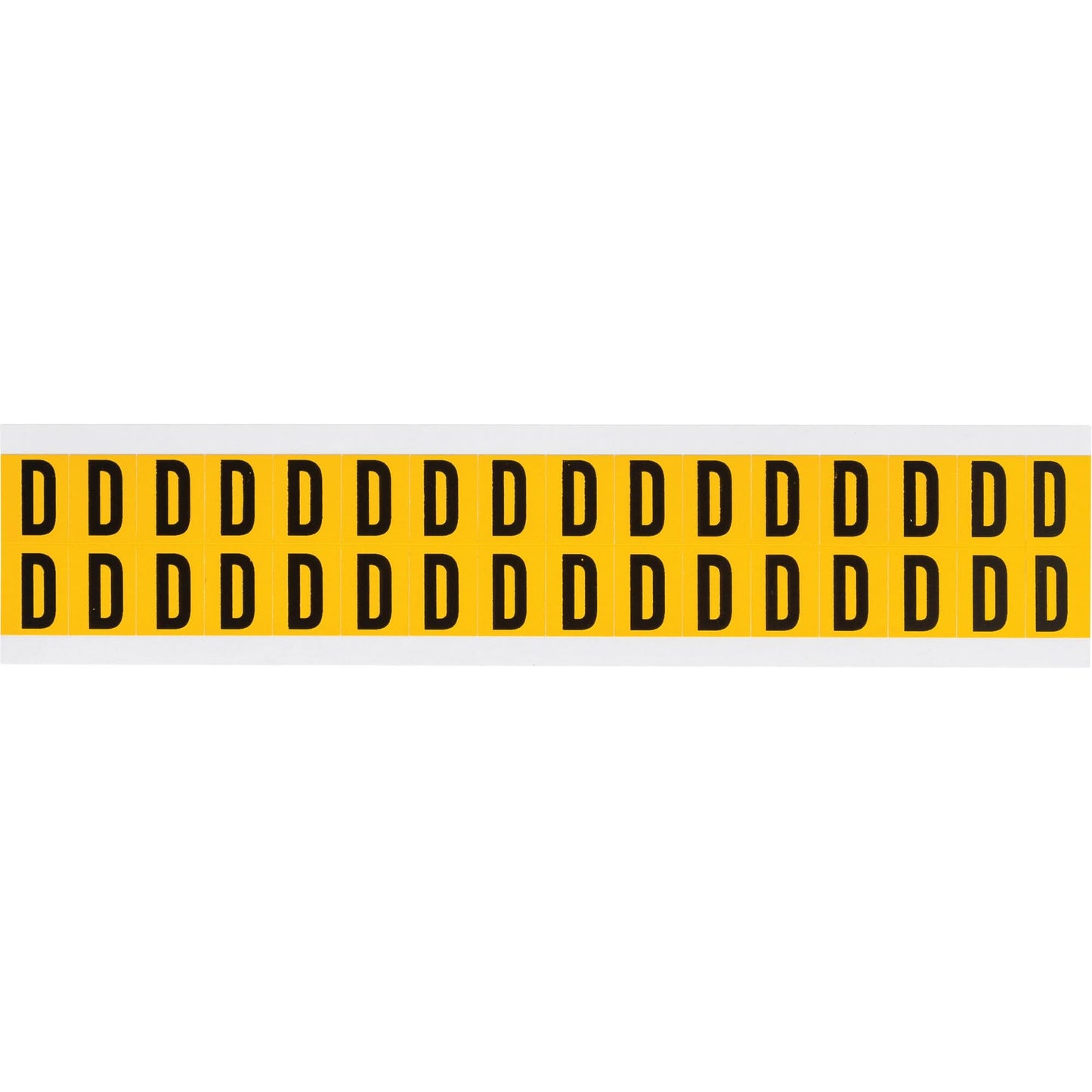 Individual Number and Letter Labels, D, 5/8" H, Black on Yellow