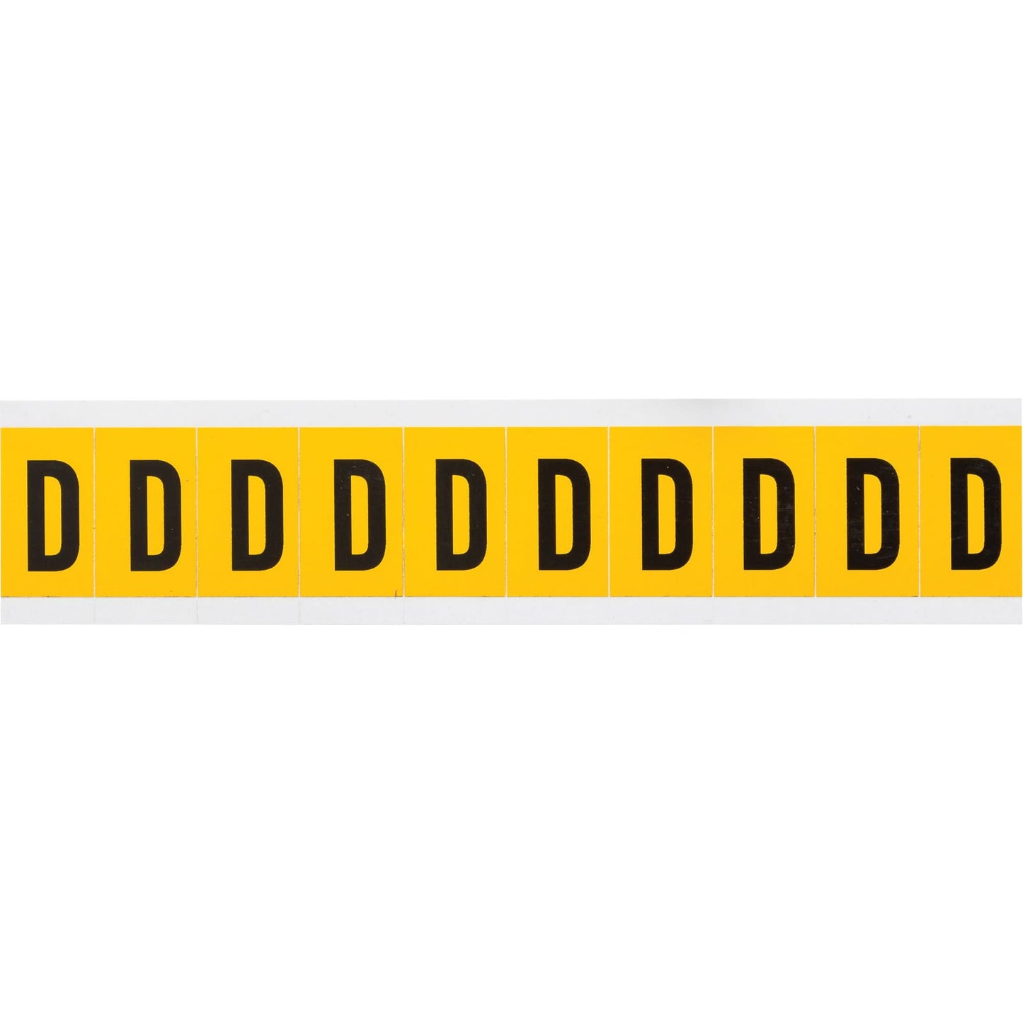 Individual Number and Letter Labels, D, 1" H, Black on Yellow