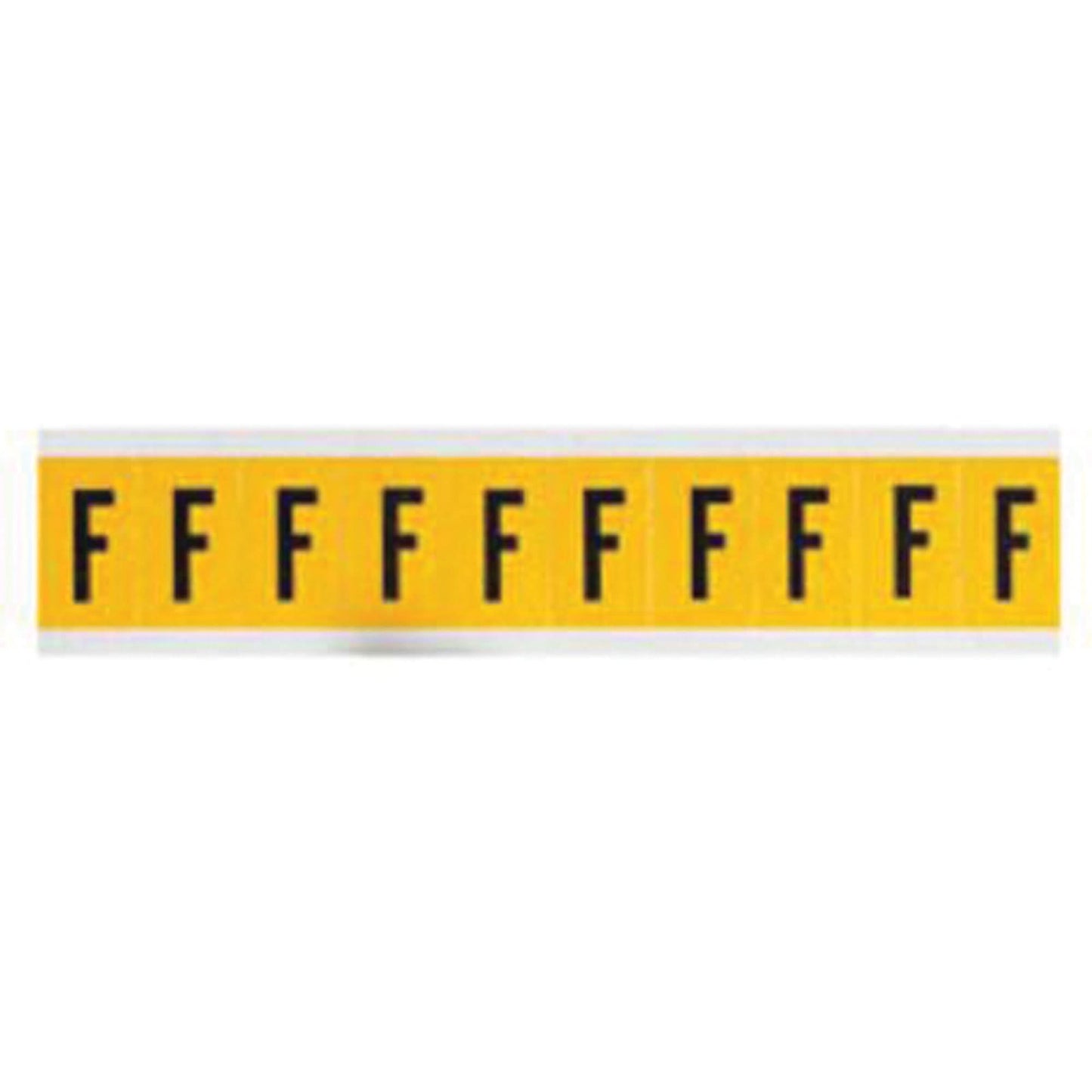 Individual Number and Letter Labels, F, 1" H, Black on Yellow