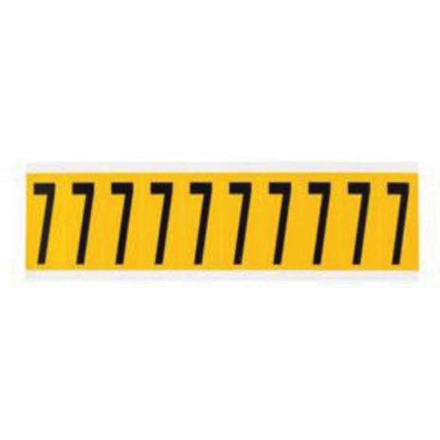 Individual Number and Letter Label, 7, 2" H, Black on Yellow