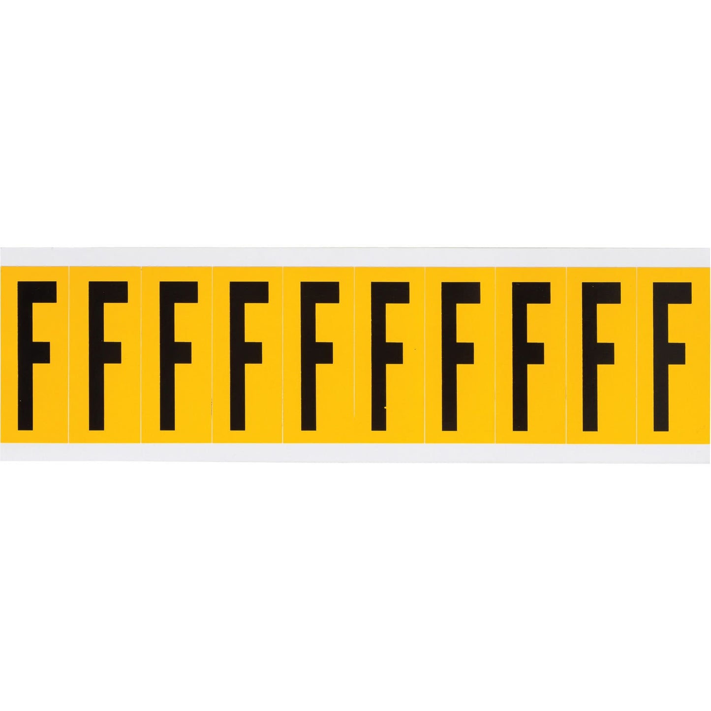 Individual Number and Letter Labels, F, 2" H, Black on Yellow
