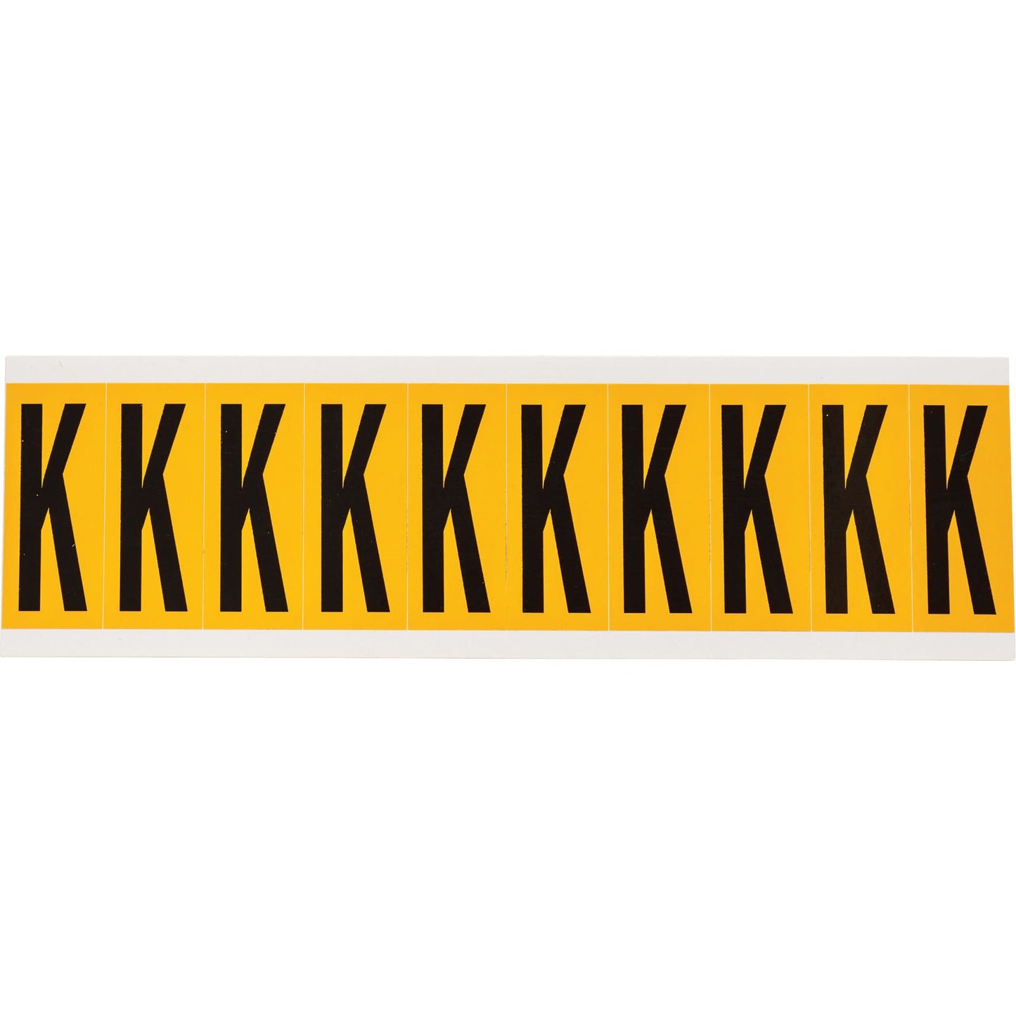 Individual Number and Letter Labels, K, 2" H, Black on Yellow