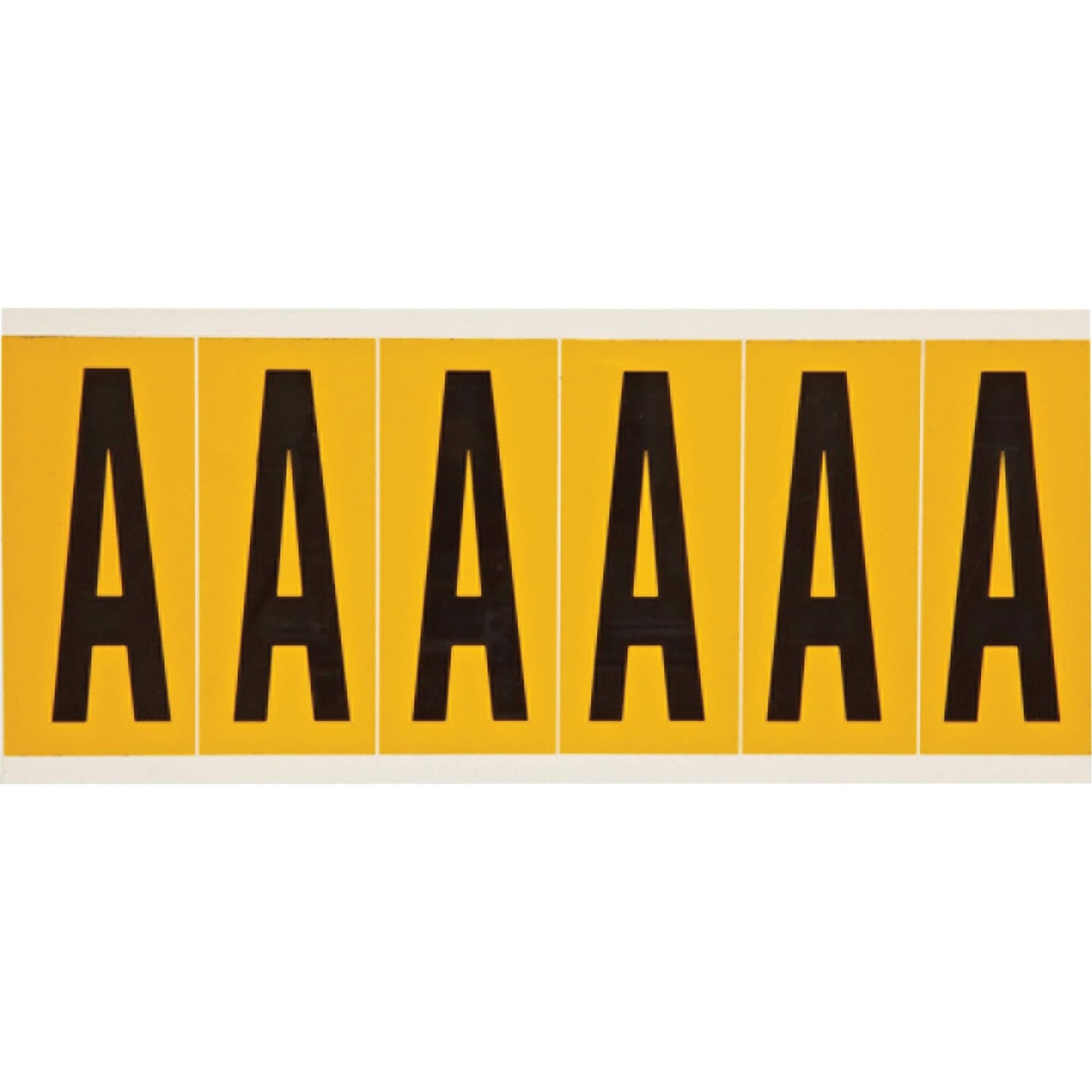 Individual Number and Letter Labels, A, 3" H, Black on Yellow