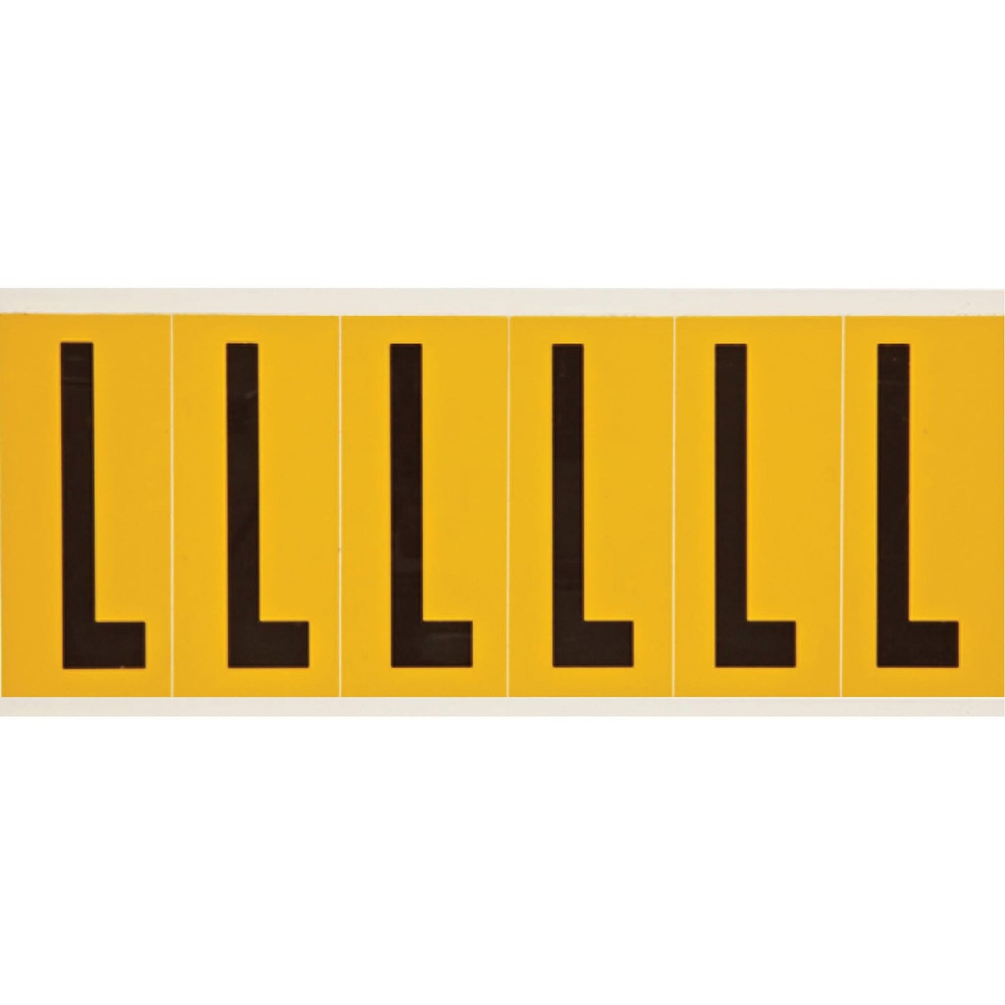 Individual Number and Letter Labels, L, 3" H, Black on Yellow