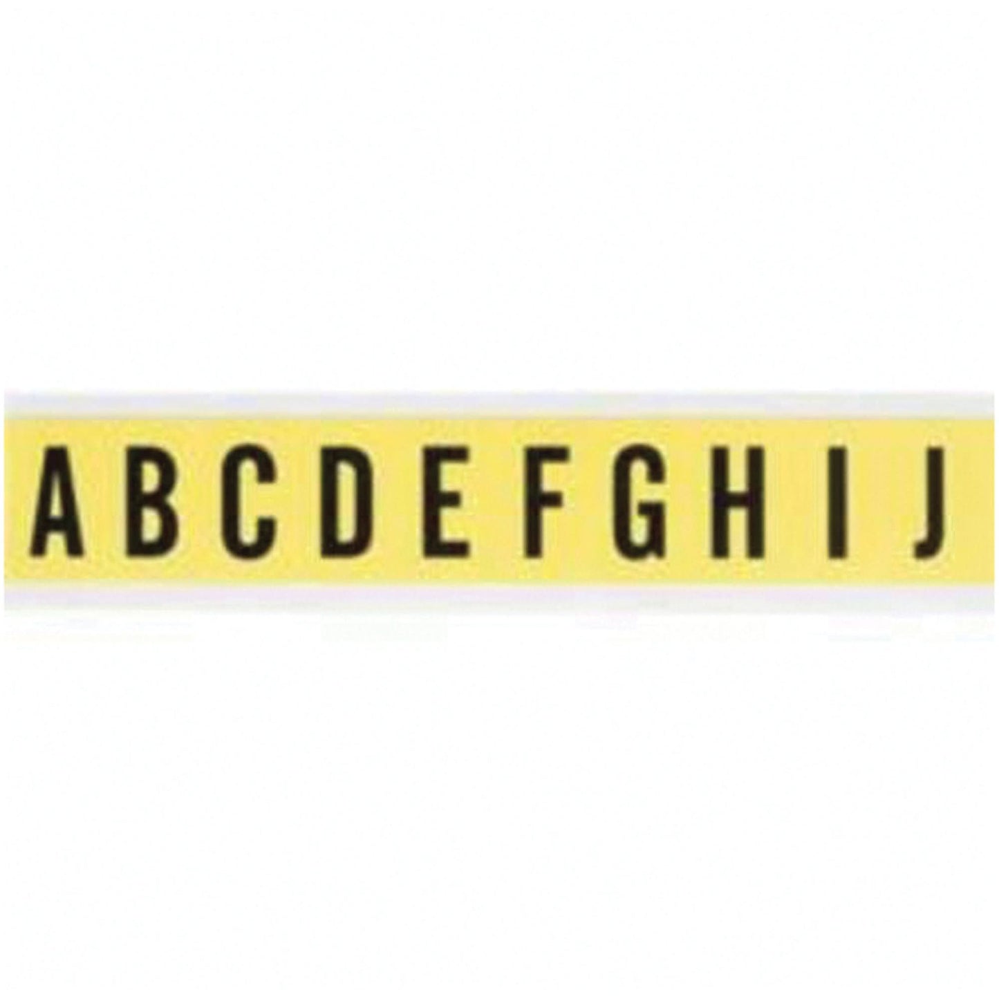 Repositionable Individual Number and Letter Labels, A/B/C/D/E/F/G/H/I/J, 1" H, Black on Yellow