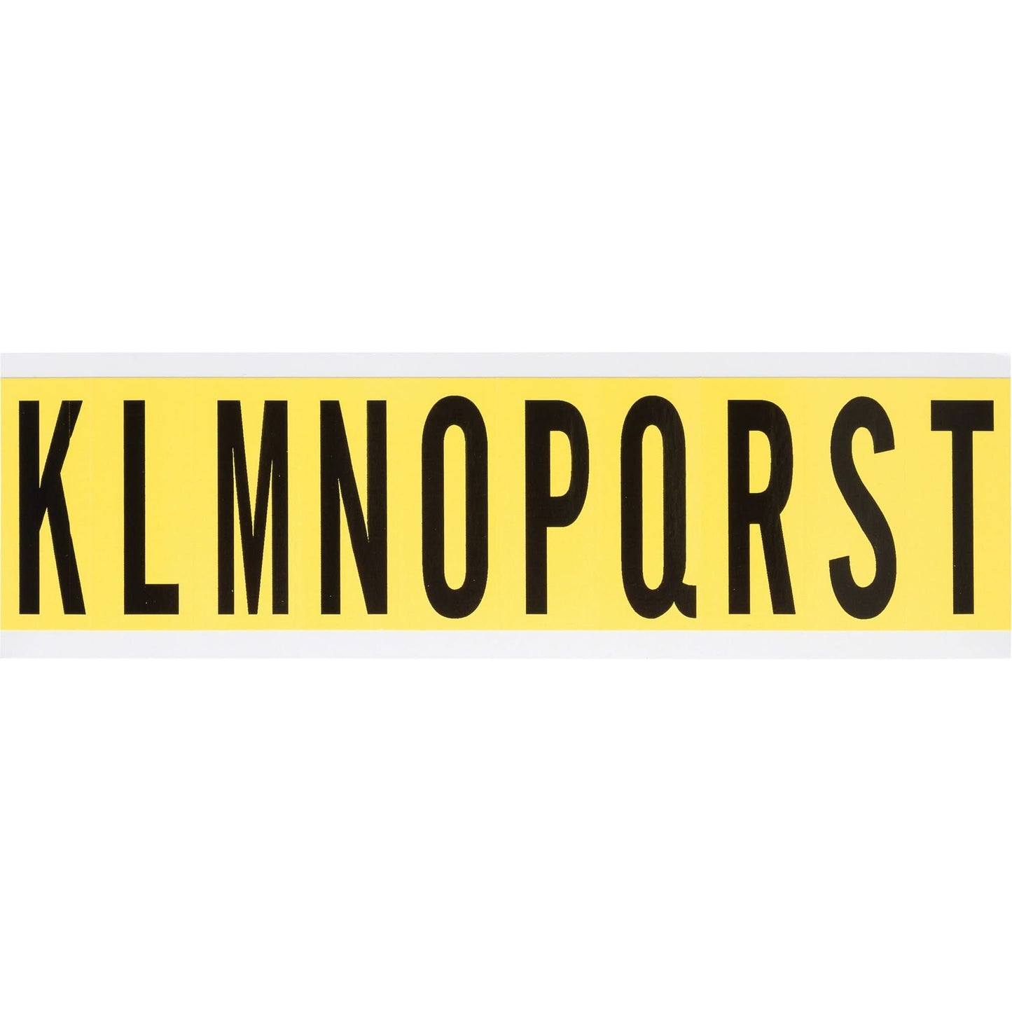 Repositionable Individual Number and Letter Labels, K/L/M/N/O/P/Q/R/S/T, 2" H, Black on Yellow