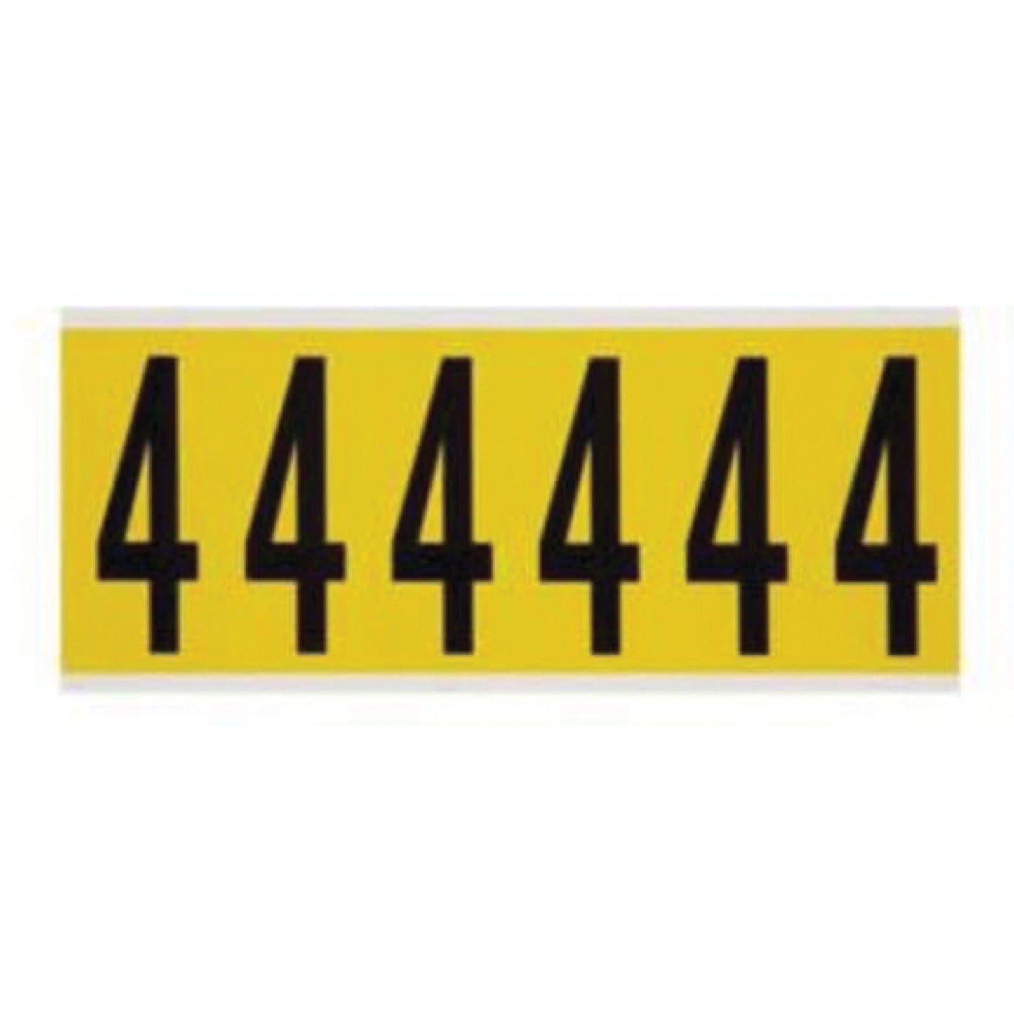 Repositionable Individual Number and Letter Labels, 4, 3" H, Black on Yellow