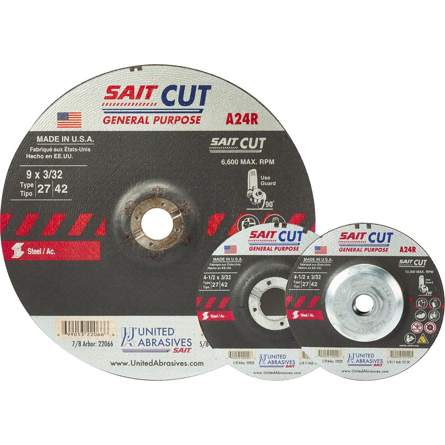 Cut-Off Wheel, 7" x 3/32", 7/8" Arbor, Type 27, Aluminum Oxide, 8500 RPM