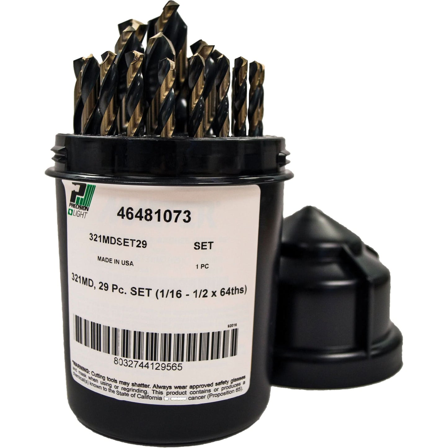 Mechanics Length Jobber Drill 135° - 1/16" to 1/2" by 1/64", 29 Pieces, High Speed Steel