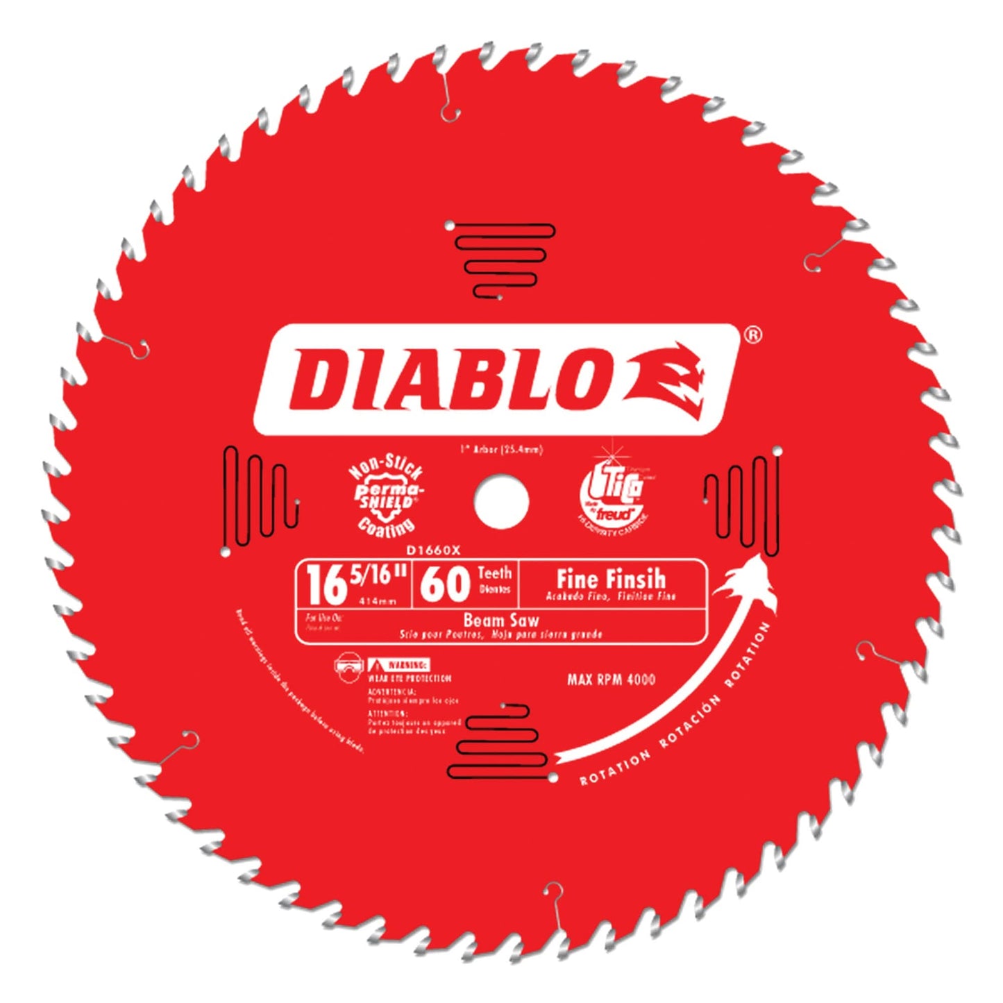 Circular Saw Blade, 16-5/16", 60 Teeth, Wood Use