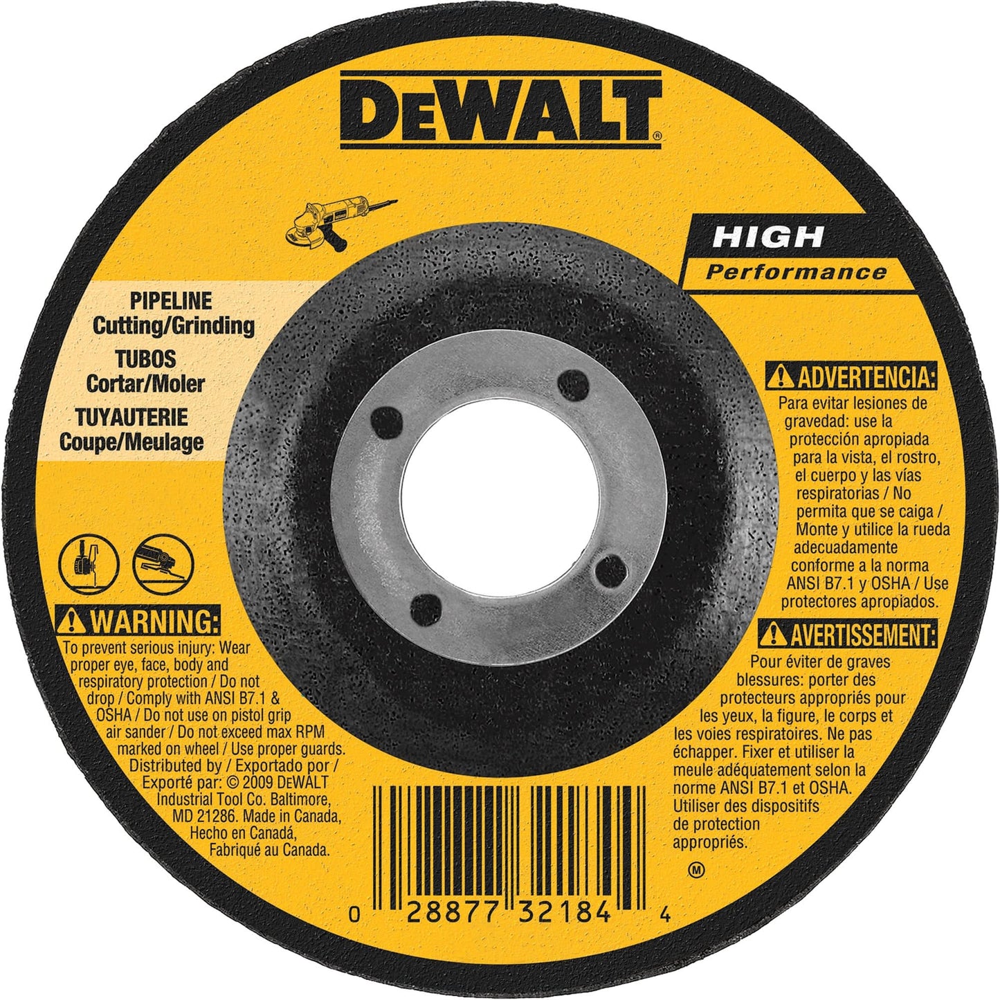 High Performance Pipeline Wheel, 5" x 1/8", 7/8" Arbor, Aluminum Oxide, Type 27