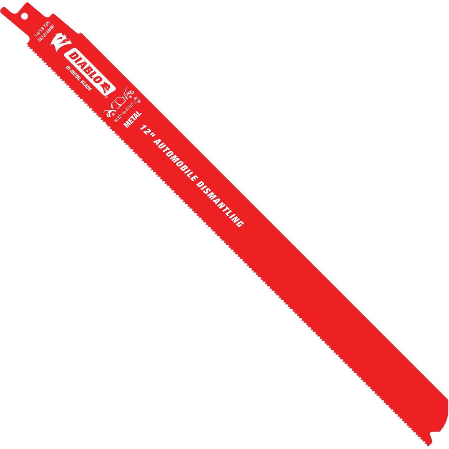 Reciprocating Blade for Auto Dismantling, Bi-Metal, 14-18 TPI, 12" L x 1" W