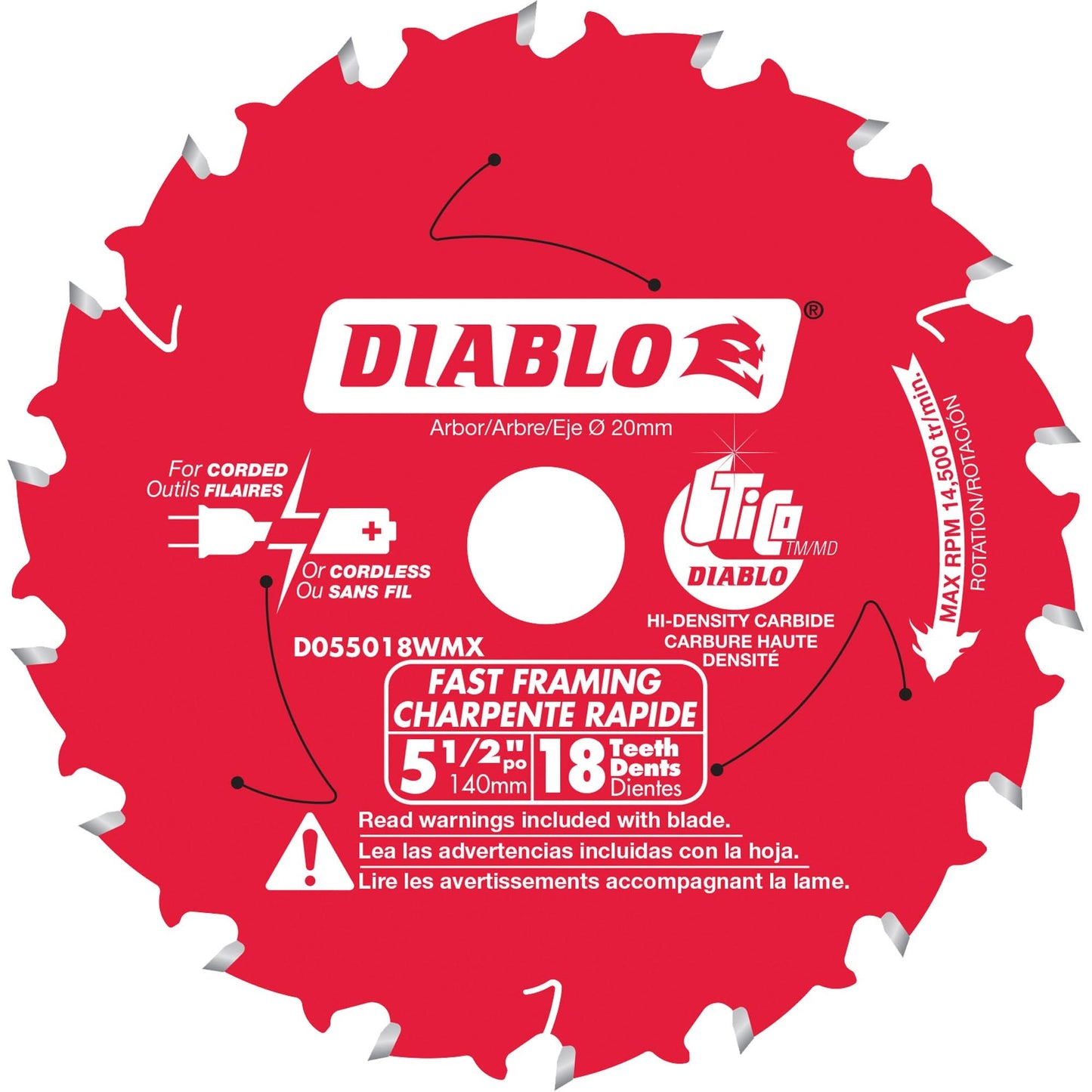 Fast Framing Circular Saw Blade, 5-1/2", 18 Teeth, Laminate/Wood Use