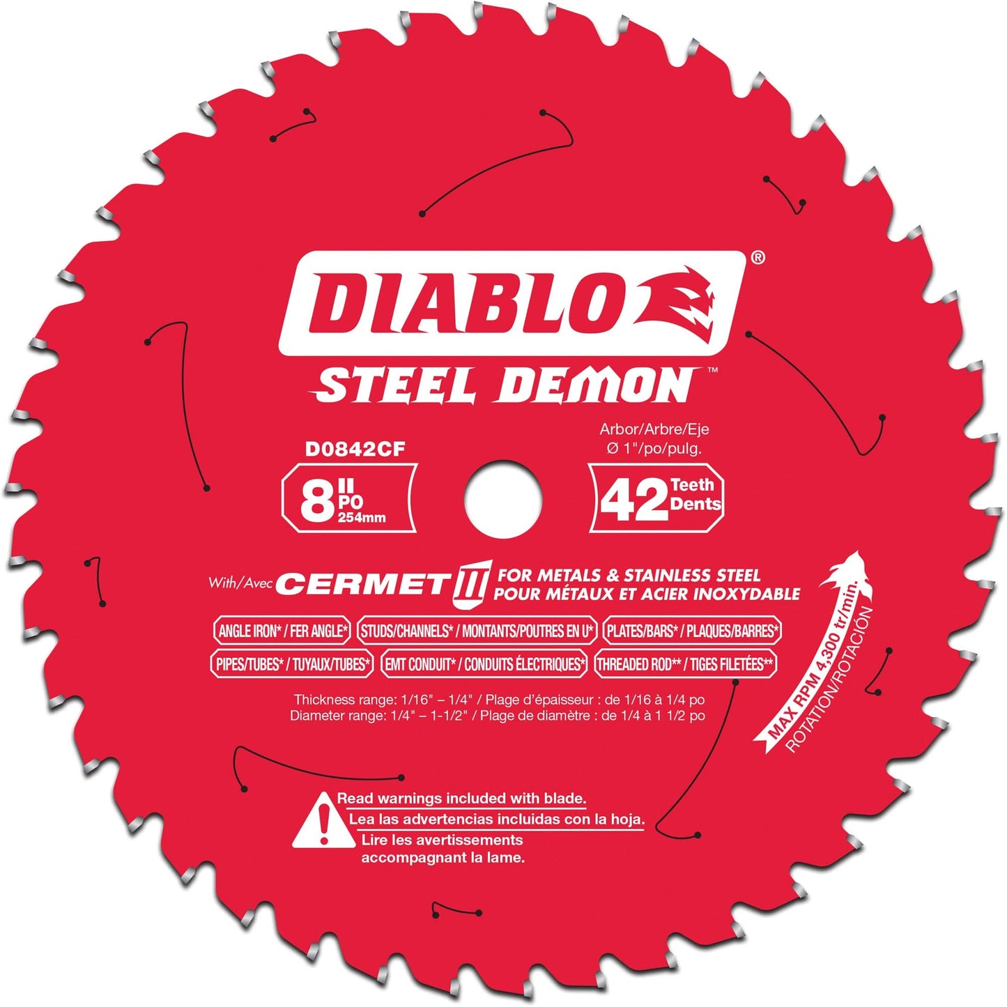 Steel Demon™ Cermet II Circular Saw Blade, 8", 42 Teeth, Metal Use