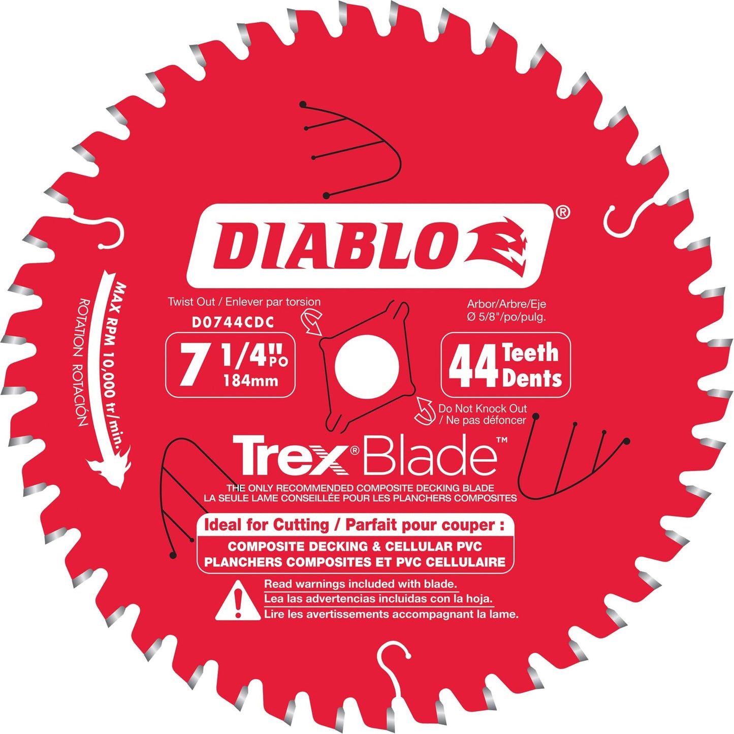 Trex® Blade™ Cutting Saw Blade, 7-1/4", 44 Teeth, Plastic/Composite Decking Use