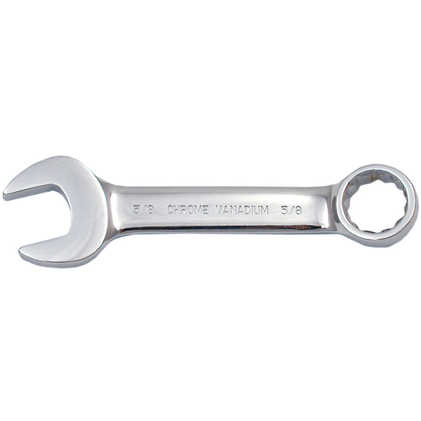 Fully Polished Stubby Combination Wrench, 5/8", Polished Finish