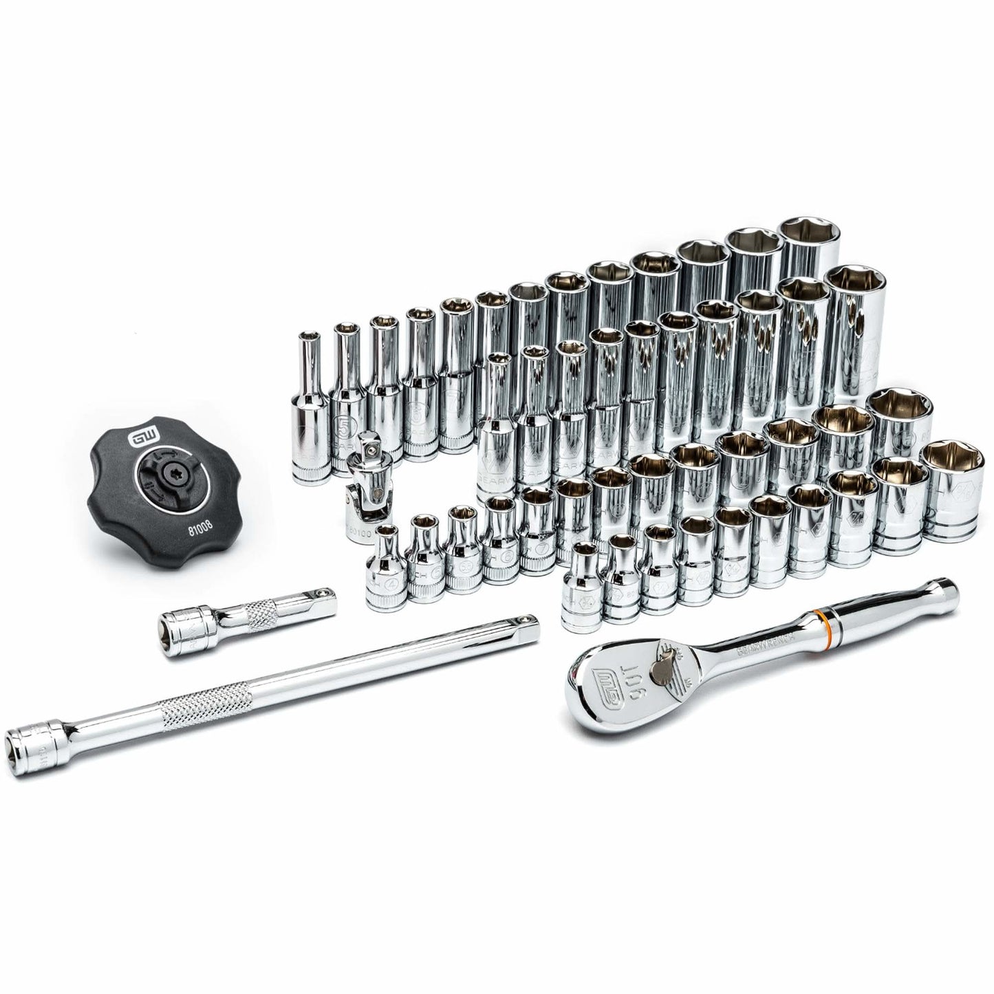 6-Point SAE/Metric Mechanics Tool Set, 51 Pcs, 1/4" Drive Size, Deep