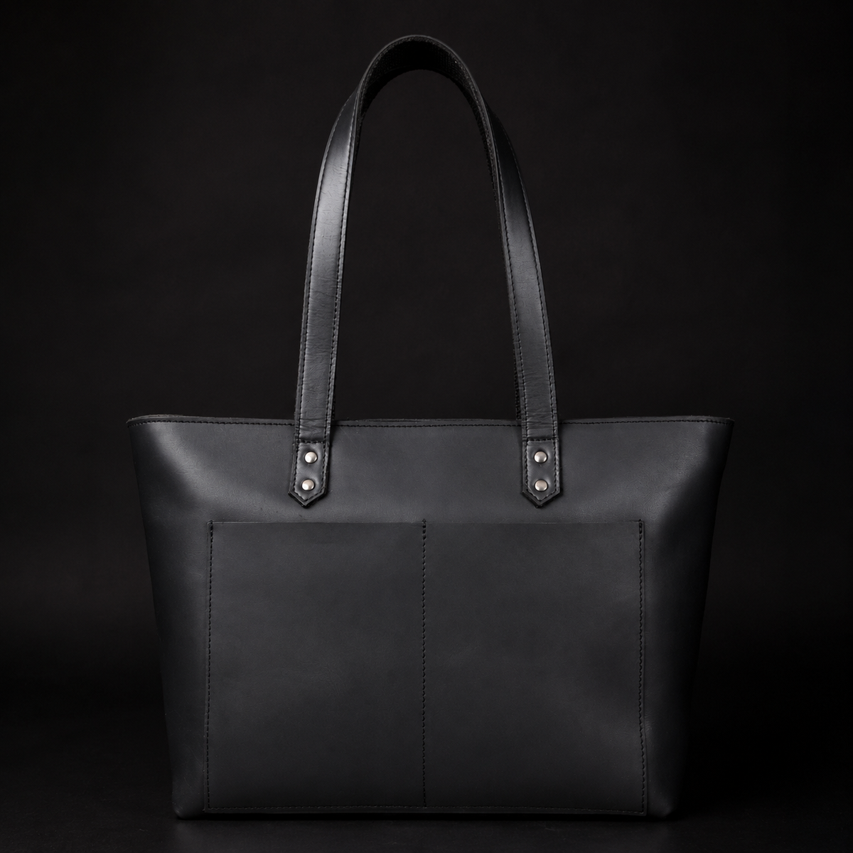 Classic Black Leather Tote Bag