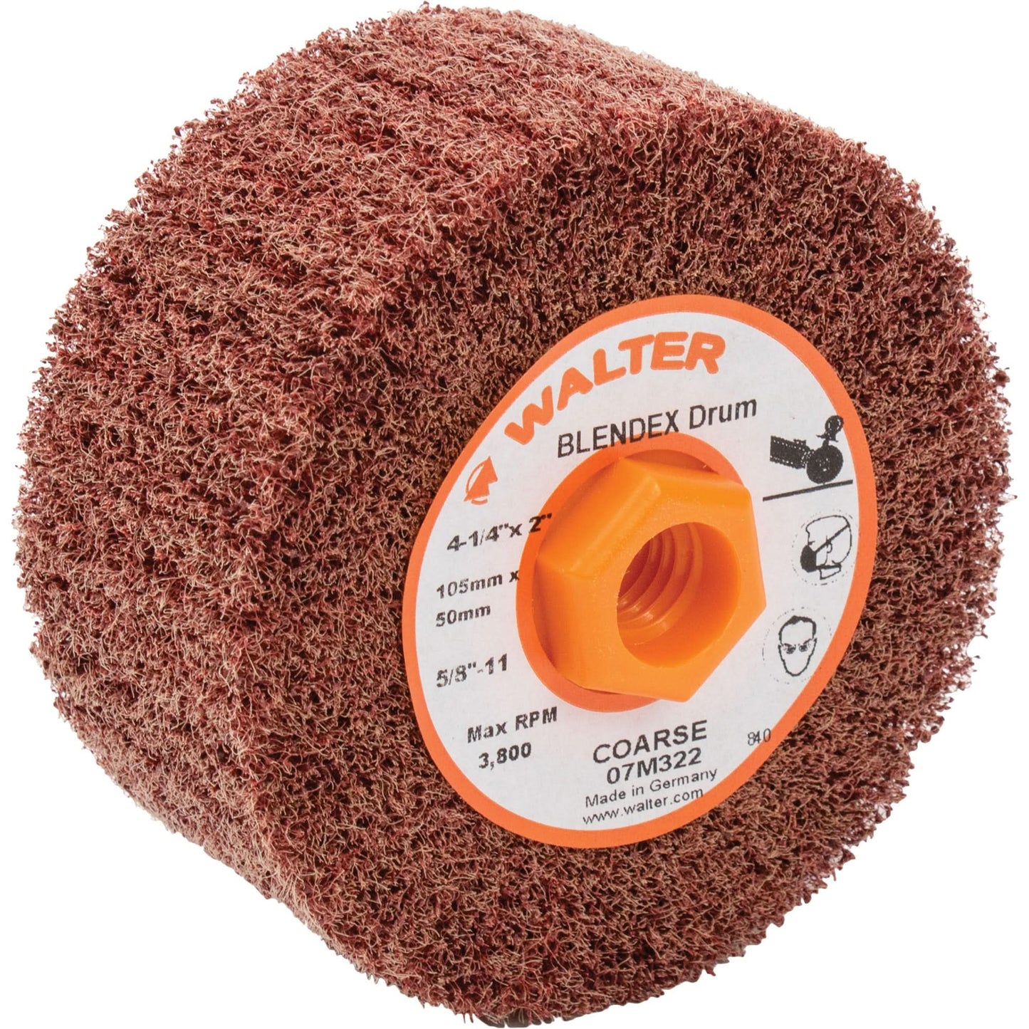 Blendex™ Surface Conditioning Drum, 4-1/4" Dia. x 2" W, 5/8"-11 Arbor, Coarse Grit