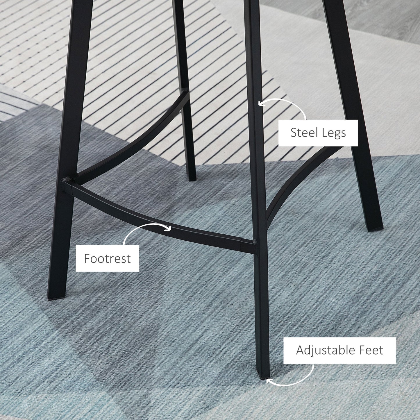 Andre Counter Height Stools with Backrest and Steel Legs-Set of 2-Brown