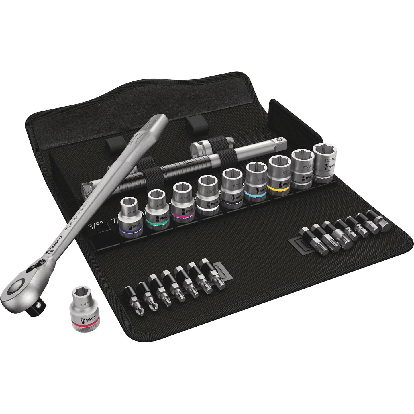 Zyklop Imperial Metal Ratchet with Switch Lever Set, 29 Pcs, 1/2" Drive Size