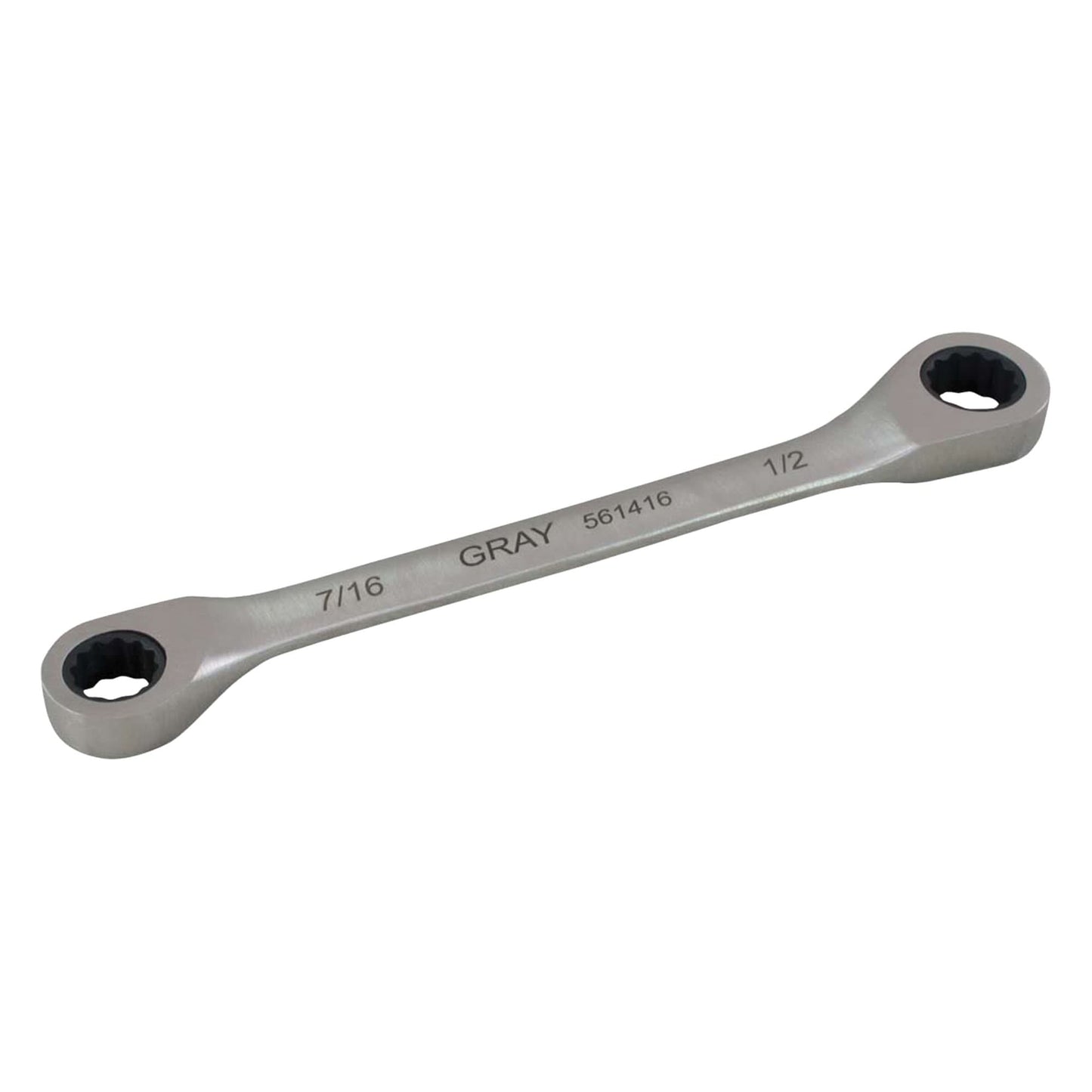 Double Box End Gear Ratcheting Wrench, 12 Point, 11/16" x 3/4", Plain Finish