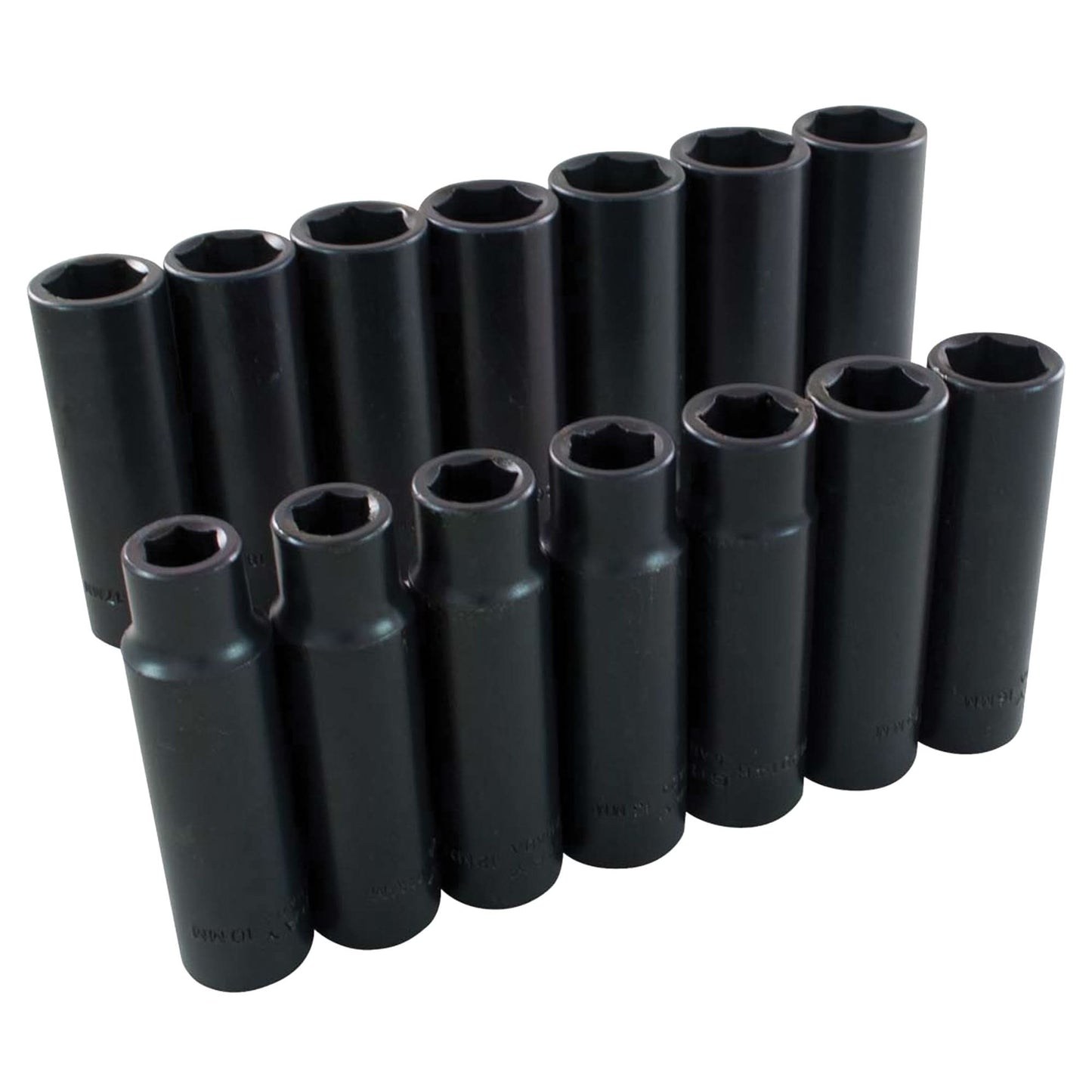 Socket Set, 14 Pcs, Impact, 1/2" Drive Size, Deep