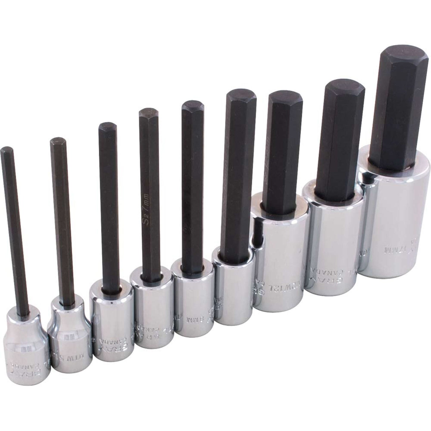 Jeu de douilles six pans, six pans, entraînement 1/2"/3/8", 9 pièces