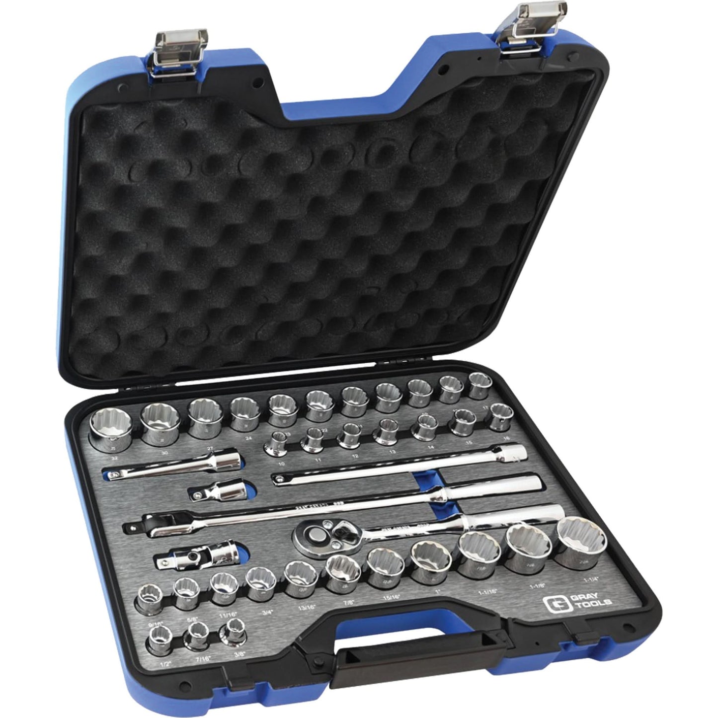 SAE & Metric Socket & Attachments Set, 38 Pcs, 1/2" Drive Size