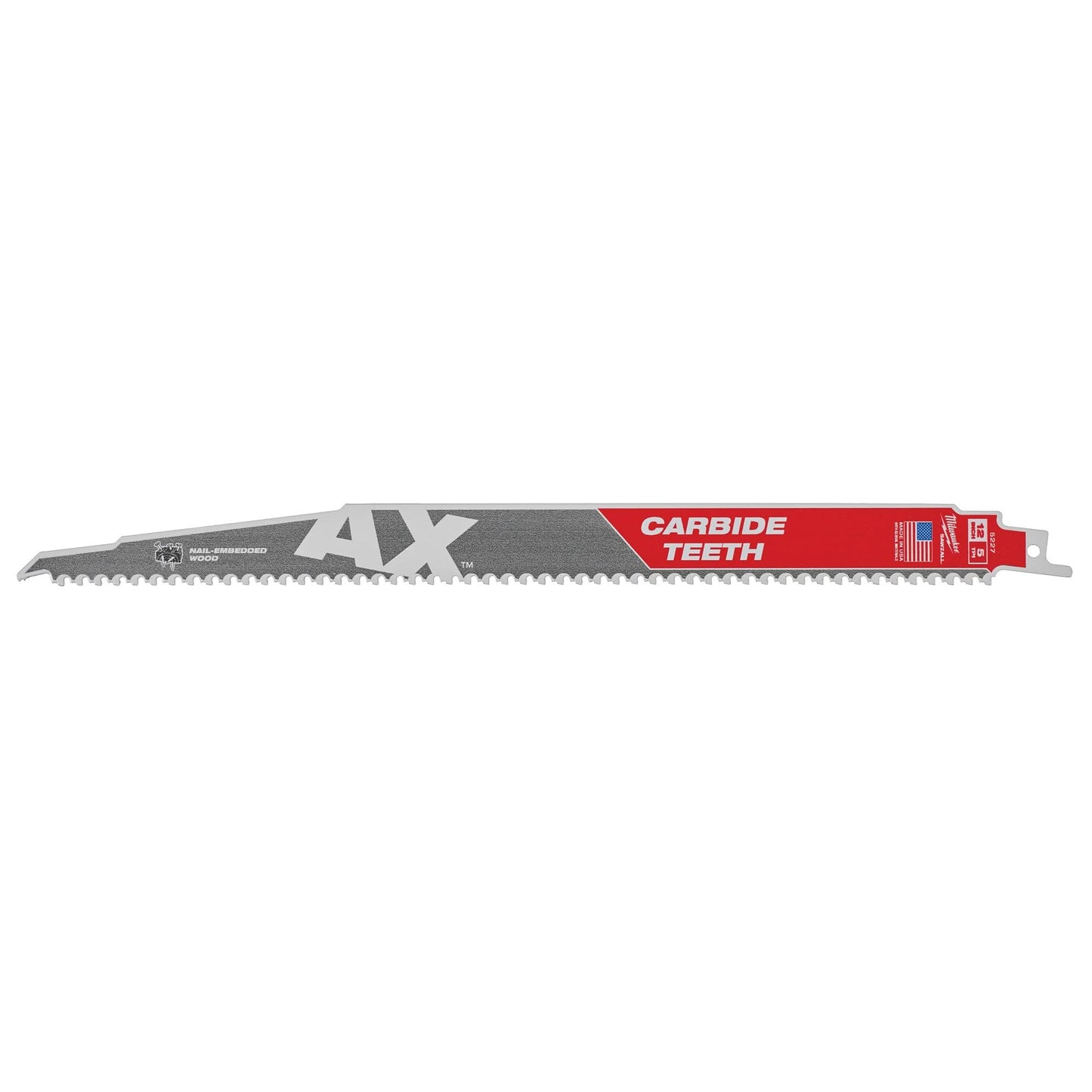 AX™ Sawzall® Blade, Carbide cutting, 5 TPI, 12" L x 1" W