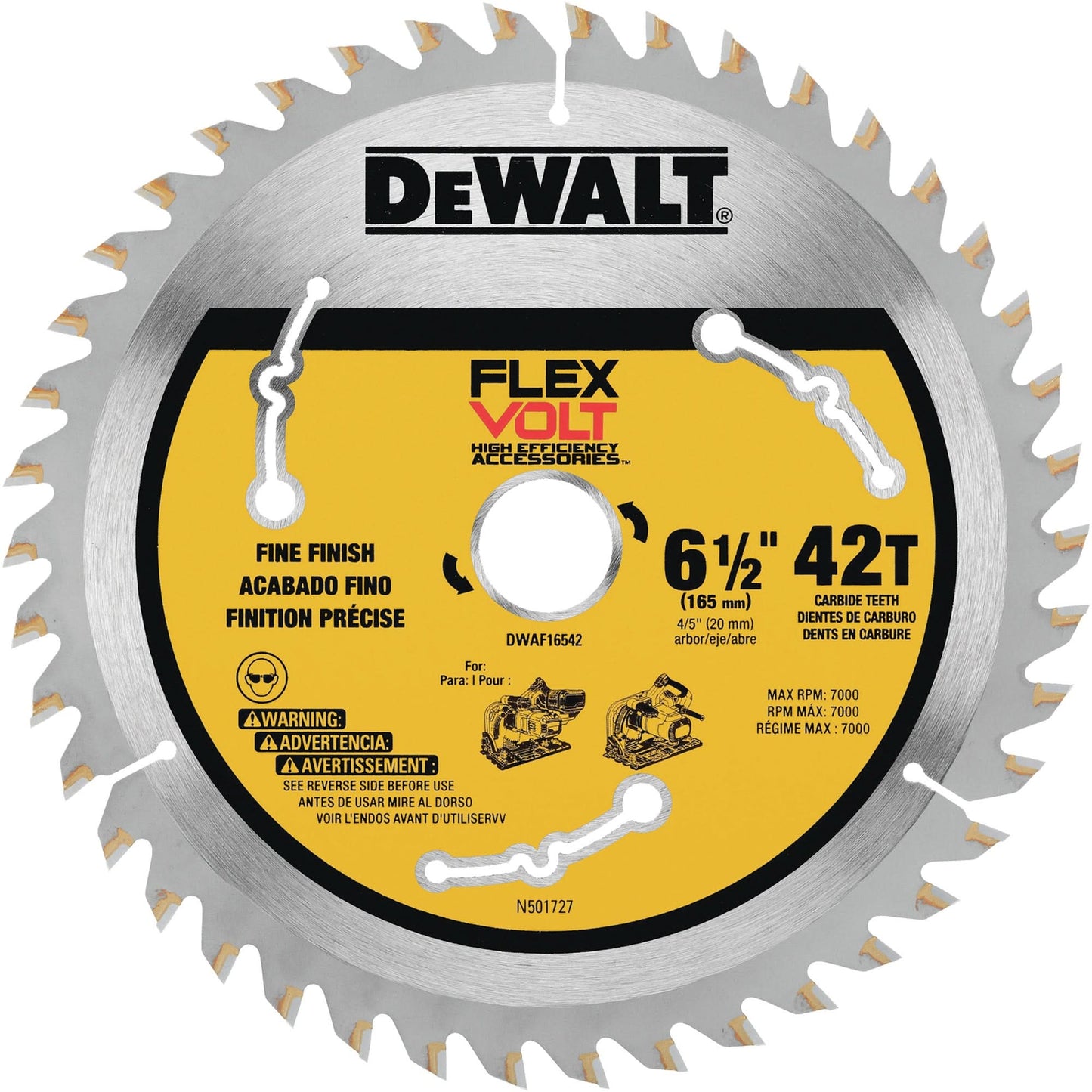 Lame de scie circulaire plongeante FlexVolt®, 6-1/2", 42 dents, utilisation sur bois