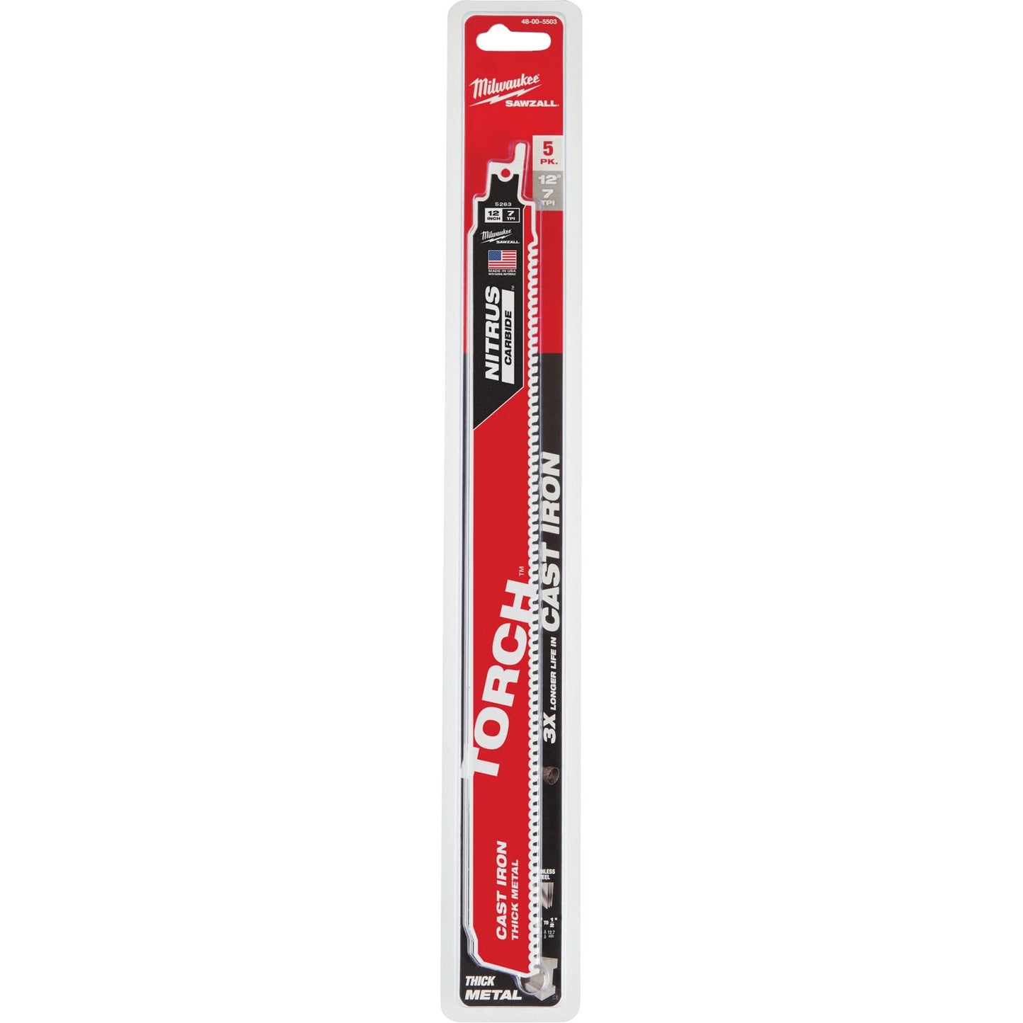 The Torch™ with Nitrus Carbide™ Sawzall® Blade, Carbide, 7 TPI, 12" L
