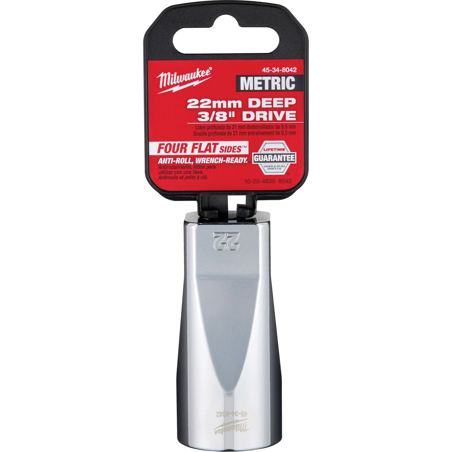 Metric Socket with Four Flat™ Sides, 22 mm, 3/8" Drive, 6 Points, Deep