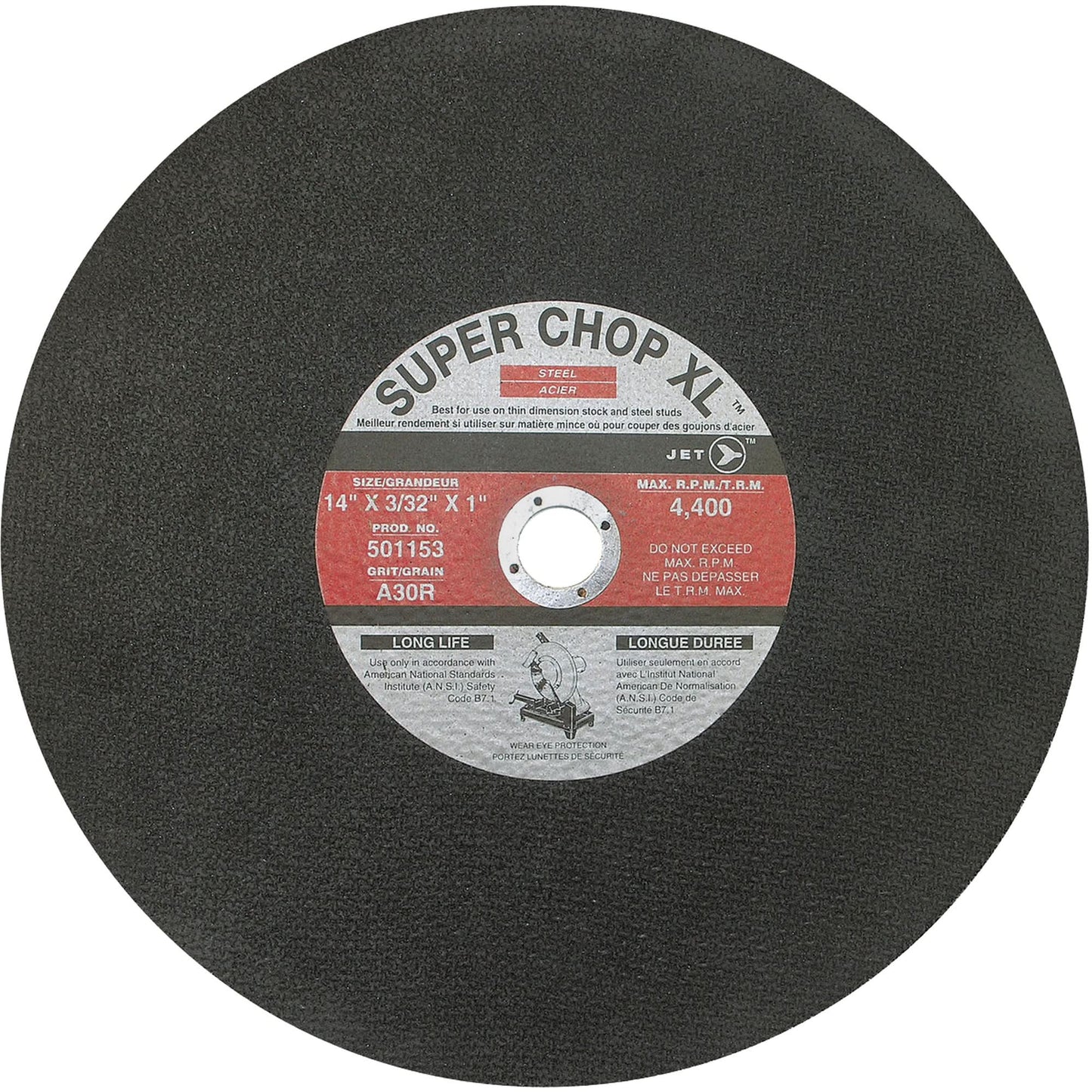 A30R Super Chop Stud-Cutting Cut-Off Wheel, 14" x 3/32", 1" Arbor, Type 1, 4400 RPM