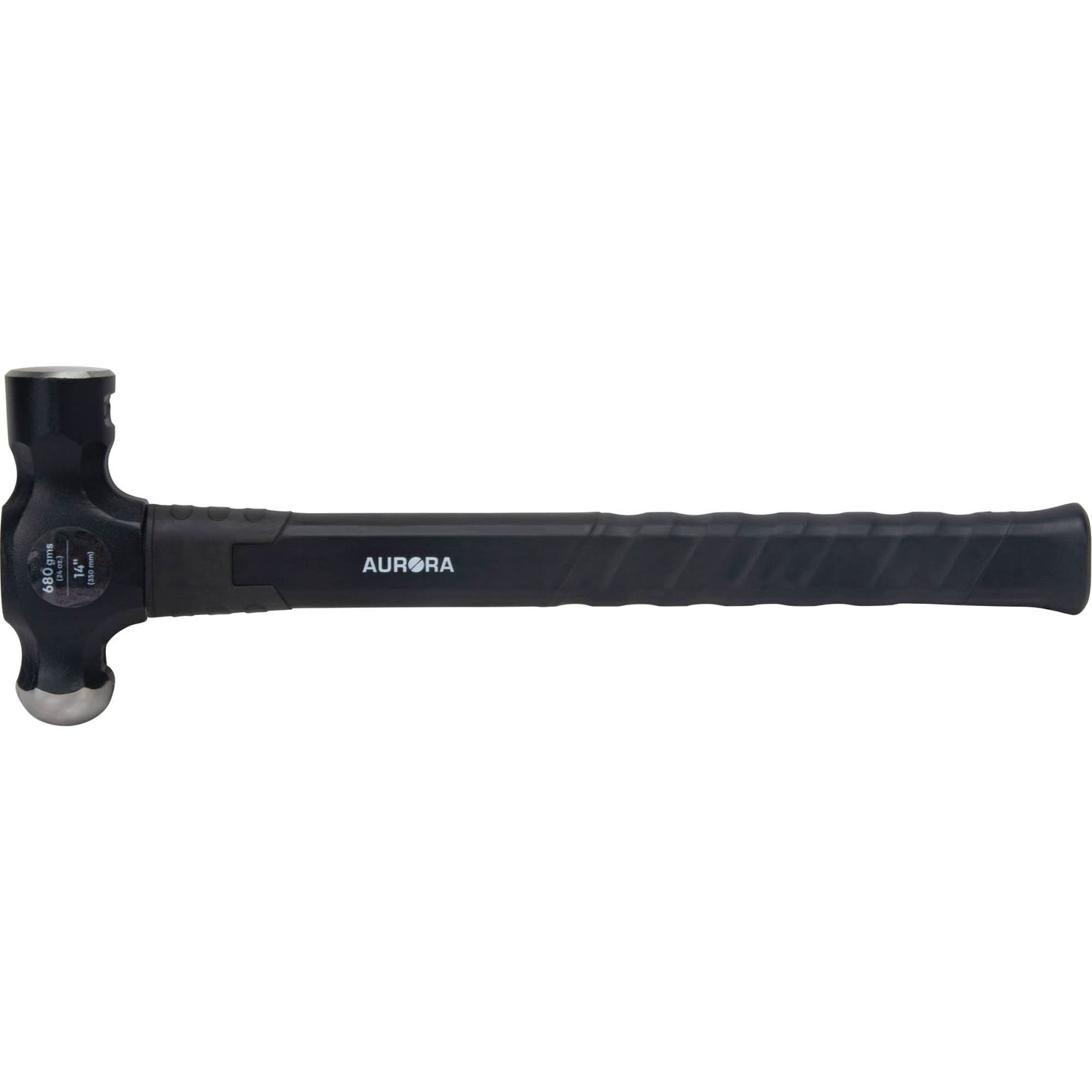 Ball Pein Hammer, 24 oz. Head Weight, Plain Face, Fibreglass Handle