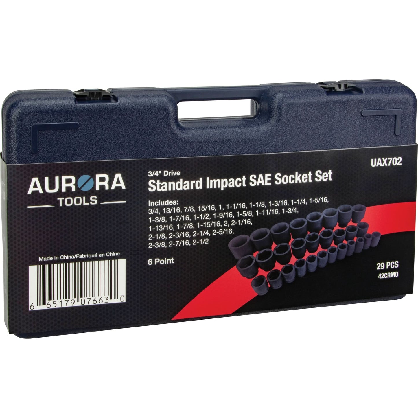 SAE Socket Set, 29 Pcs, Impact, 3/4" Drive Size