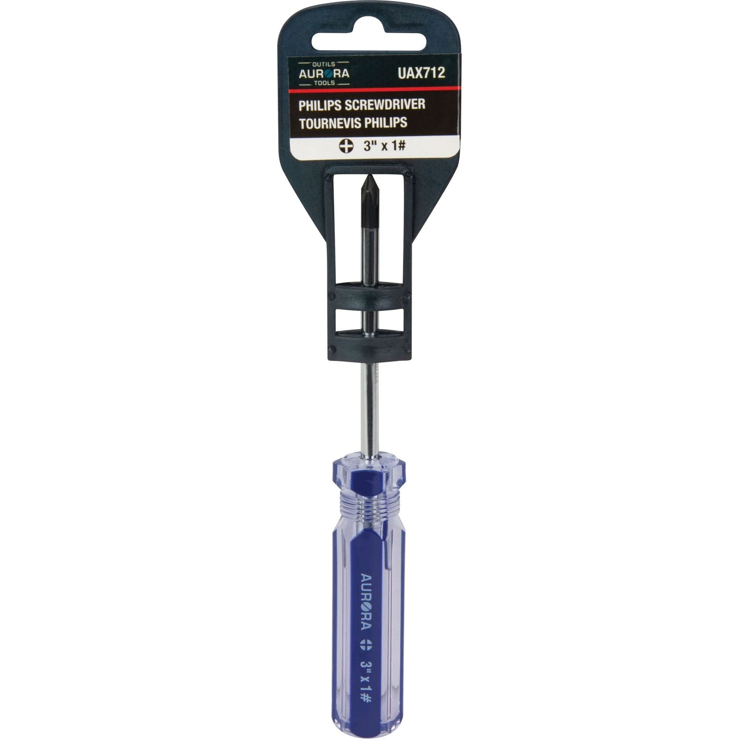 Blue Transparent Striped Philips Screwdriver, #1, Plastic Handle
