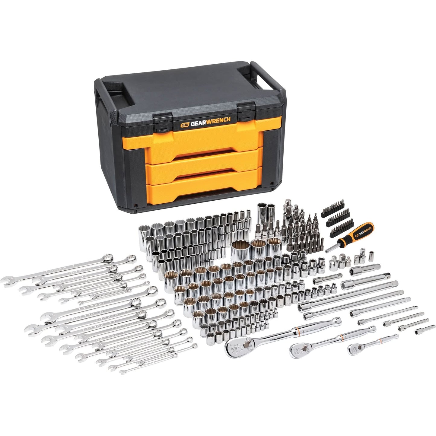 12-Point Mechanics Tool Set in 3 Drawer Storage Box