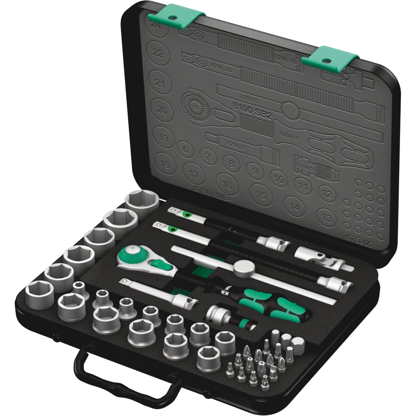 8100 SB 2 Zyklop Speed Ratchet Set, 43 Pcs, 3/8" Drive Size