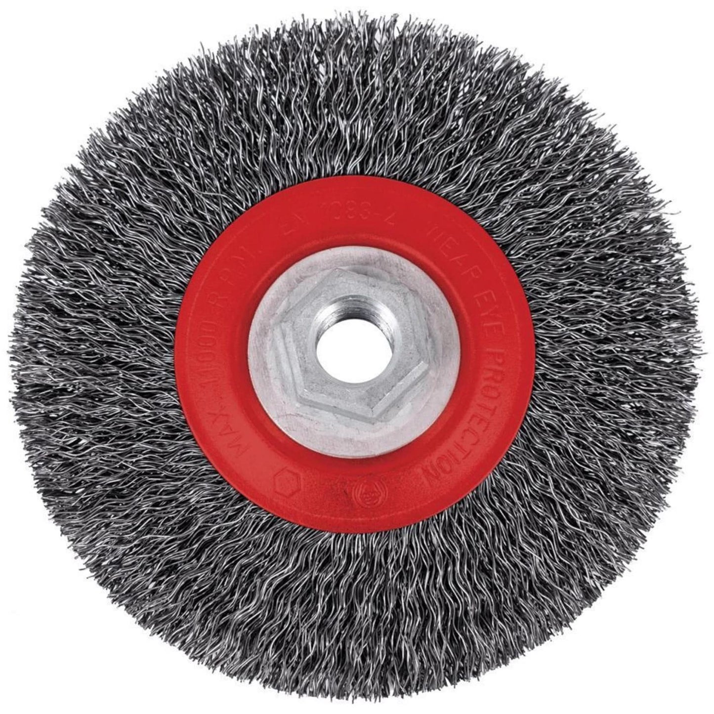 5C14T High Performance Crimped Wire Brush, 5" Dia., 0.014" Fill, 5/8"-11NC Arbor