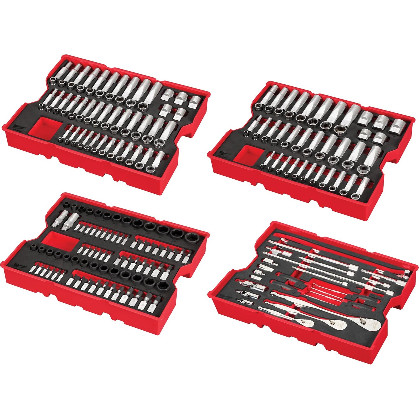 Metric & SAE Ratchet & Socket Set with Trays for PACKOUT™ Drawers, 242 Pcs, Impact, 1/2"/1/4"/3/8" Drive Size, Deep