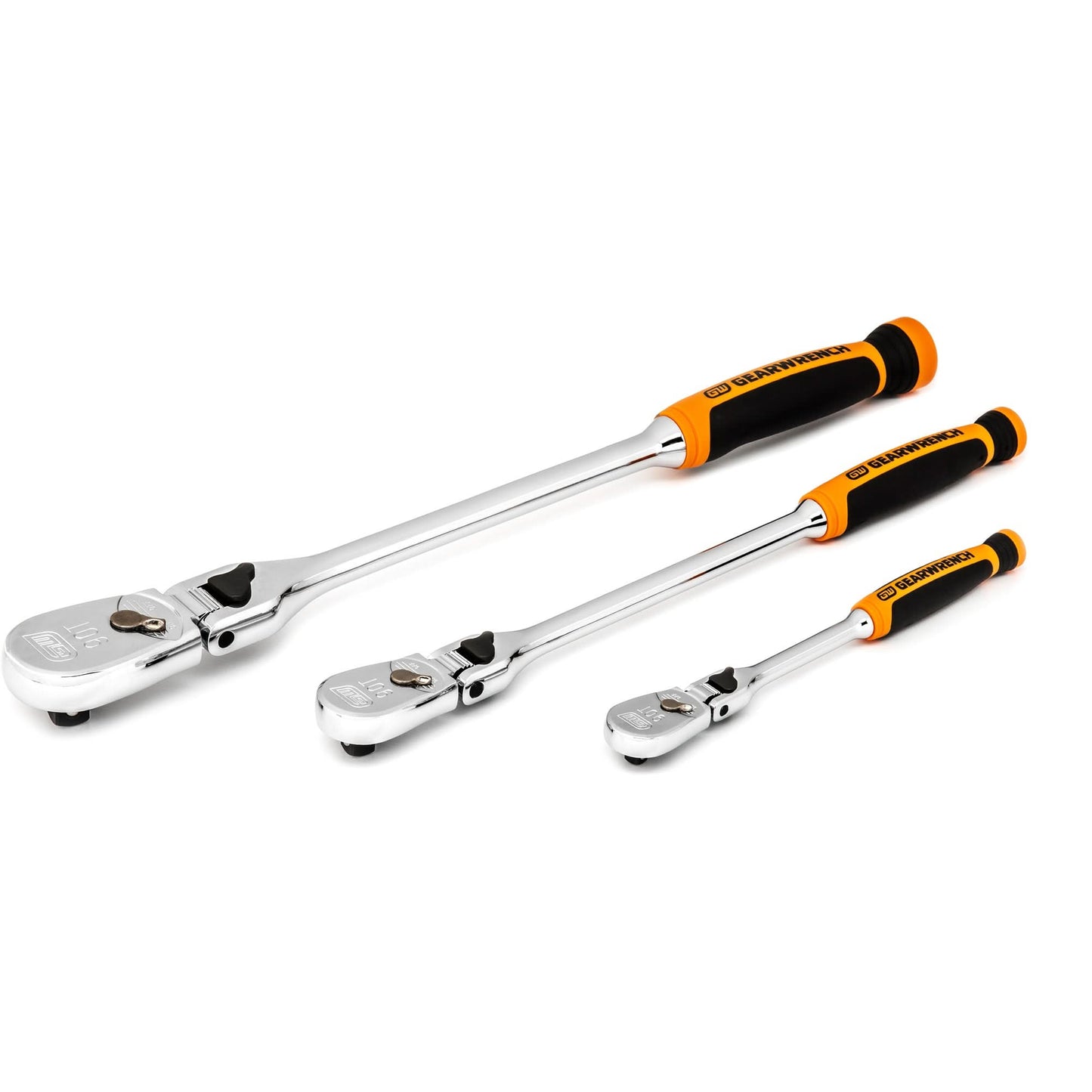 1/4", 3/8" & 1/2" Drive 90-Tooth Dual Material Locking Ratchet Set