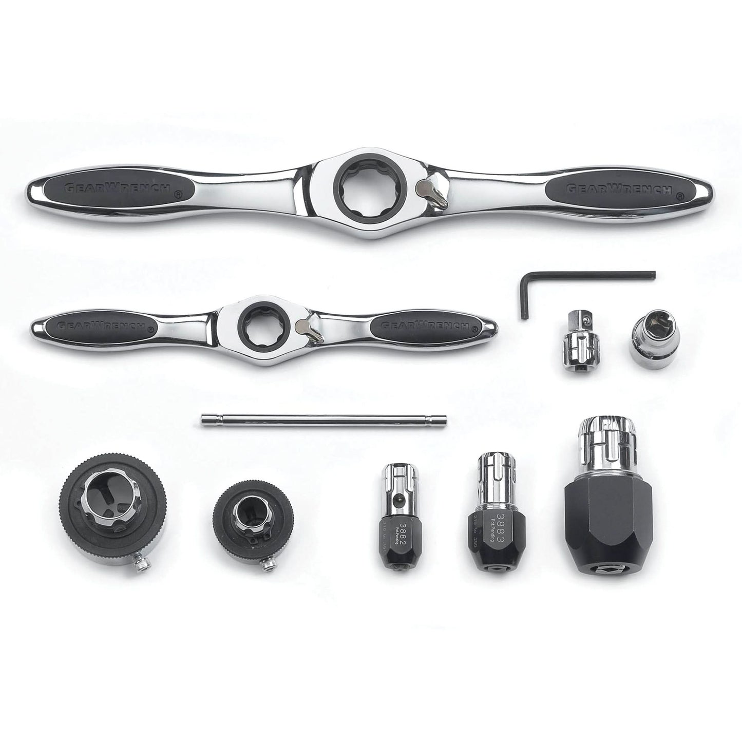 Jeu d'accessoires à cliquet pour tarauds et filières