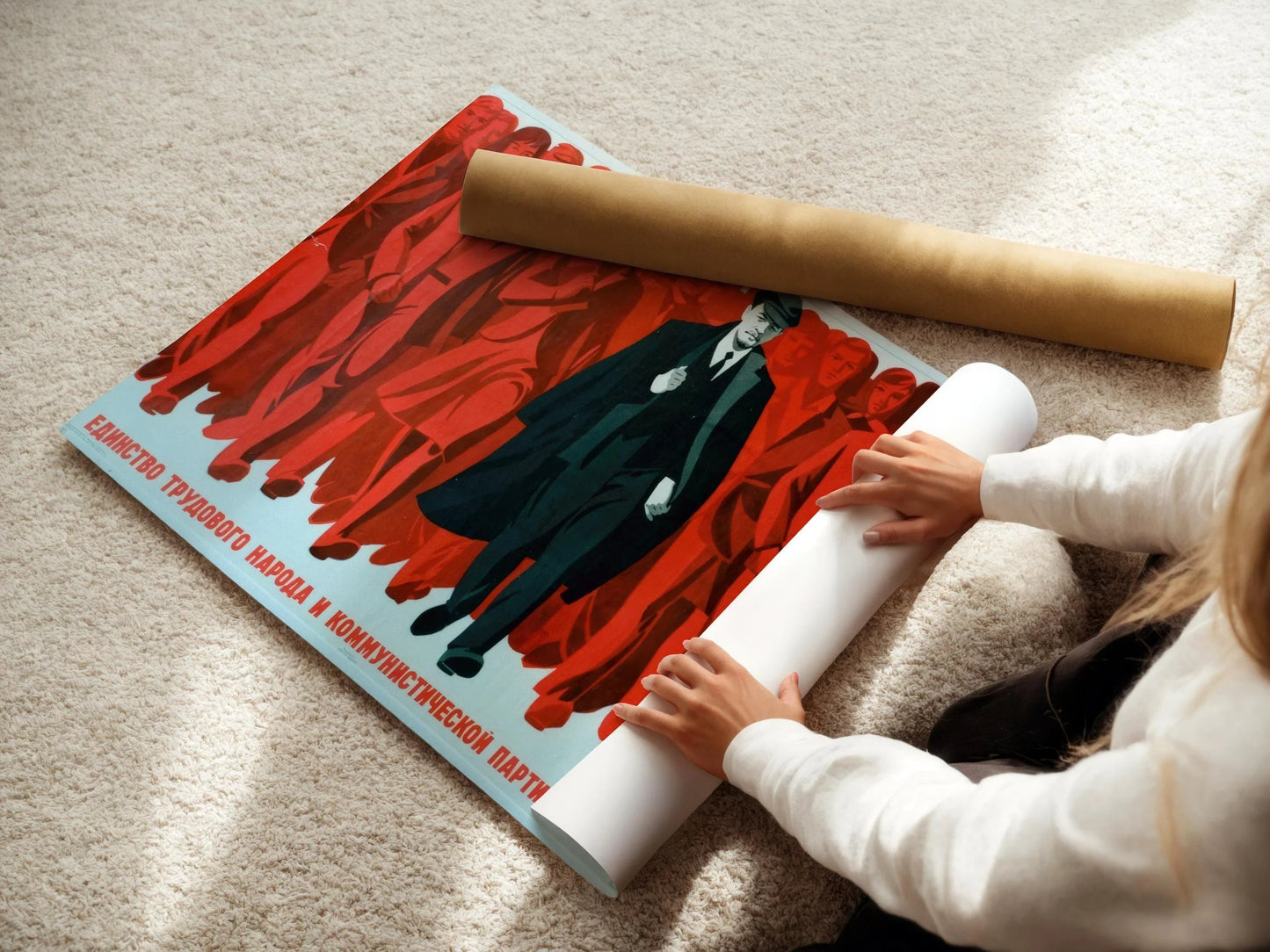 United Behind Lenin – Striking Red Soviet Propaganda Poster | Vintage Communist Revolution Print (available handframed or unframed)